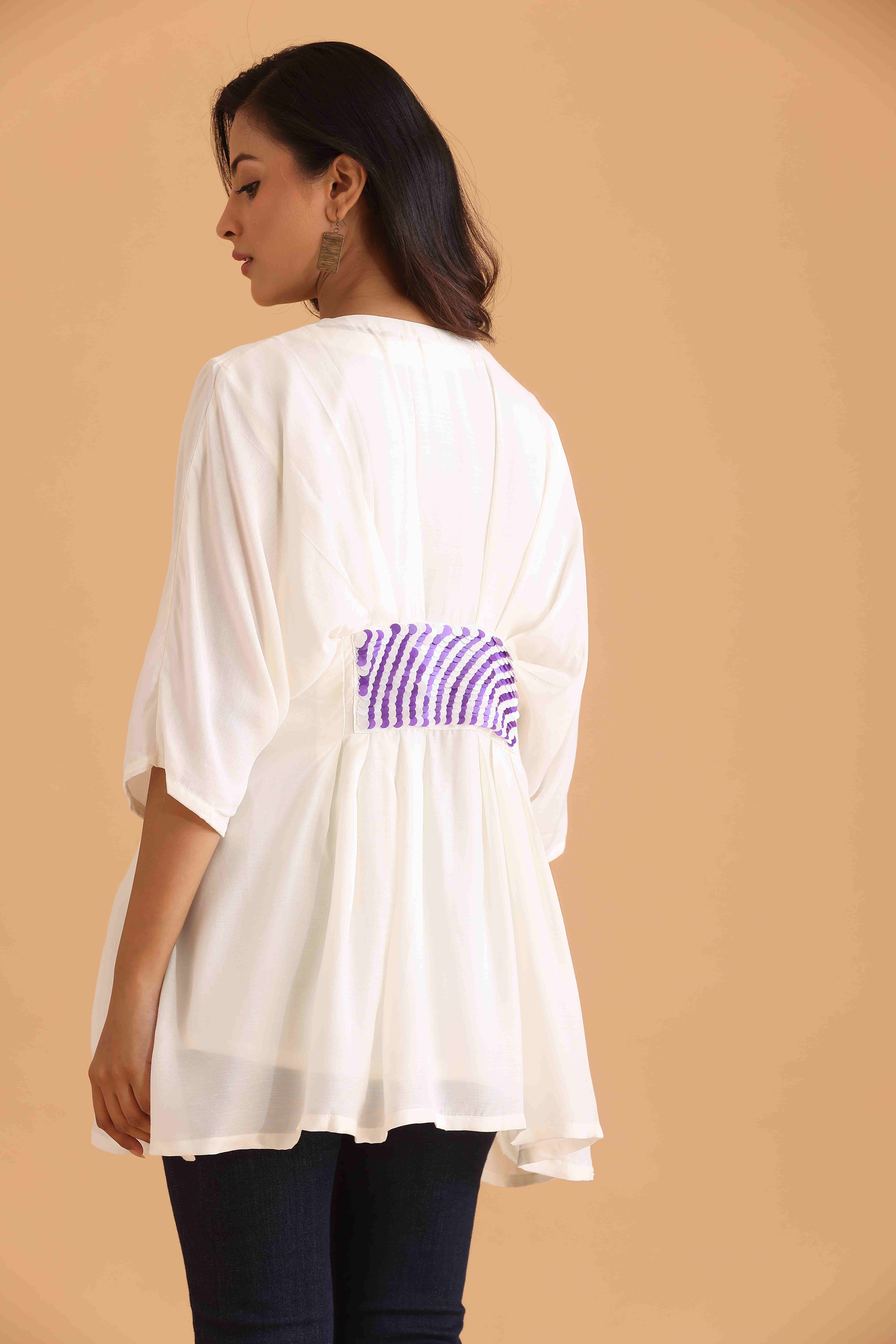 White Flowy Tunic with embellishment