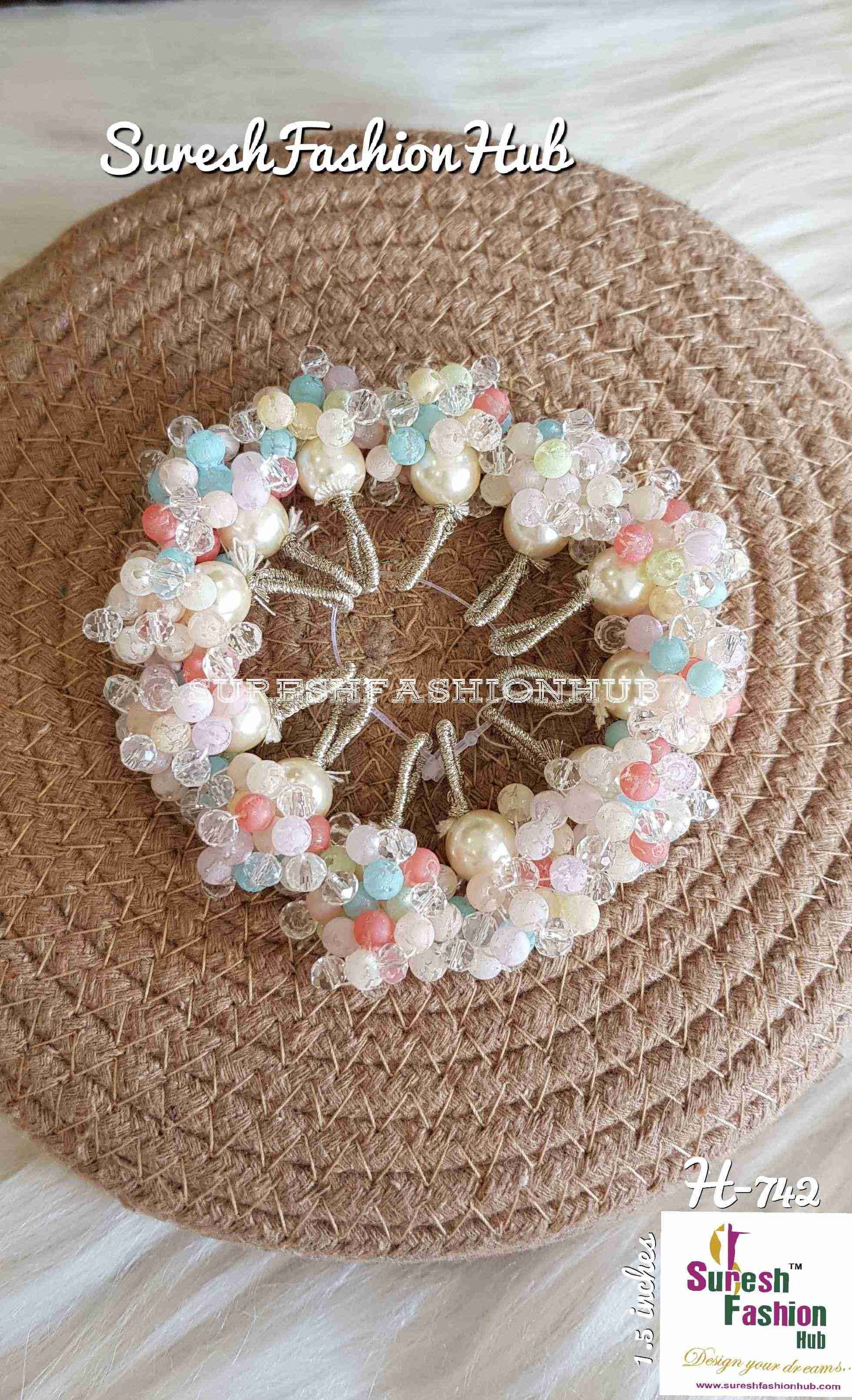 Pastel Peach, Blue & Lavender Beads Studded Small Tassel