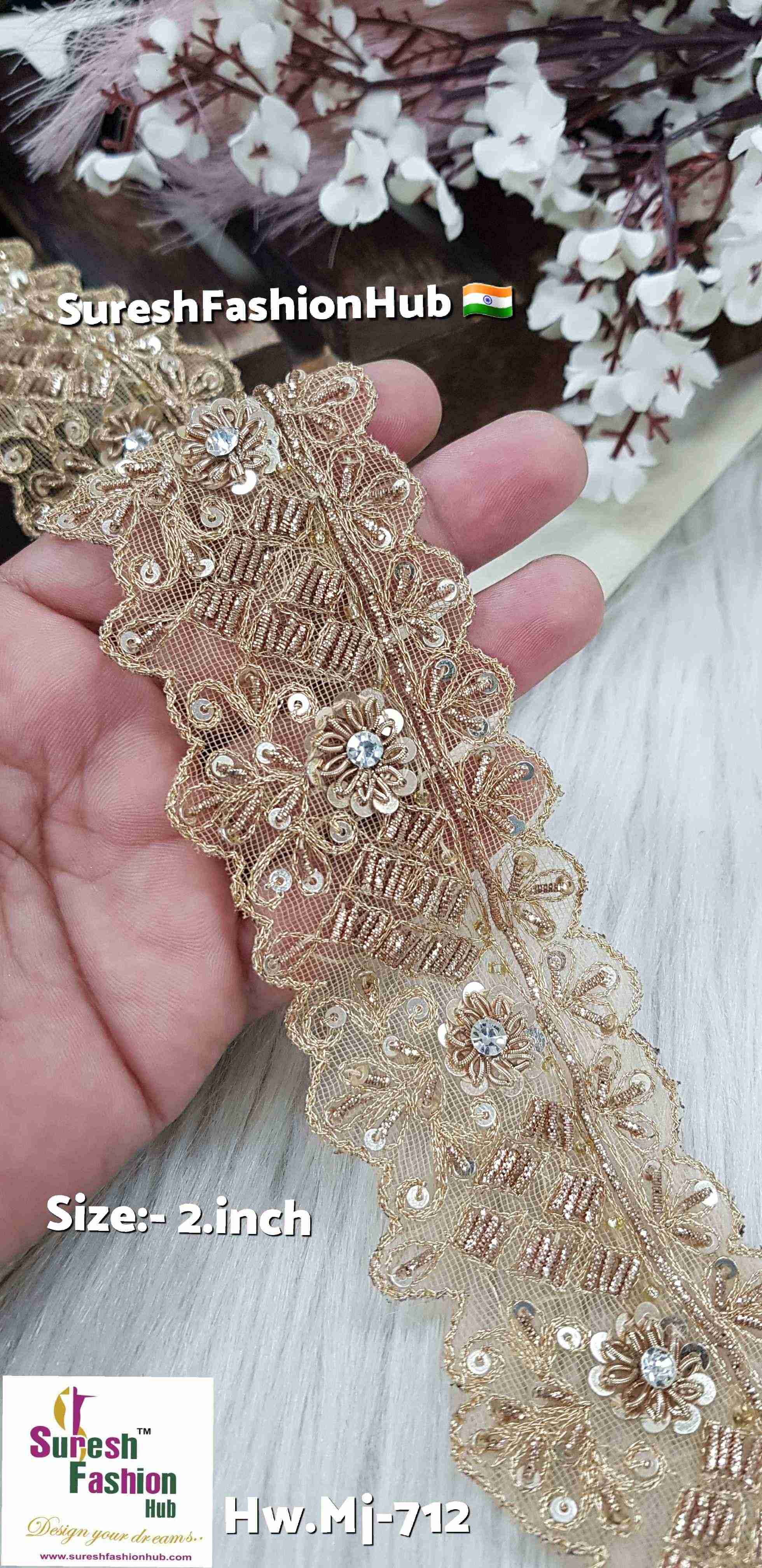 Golden Scallop Matt Zardosi Lace