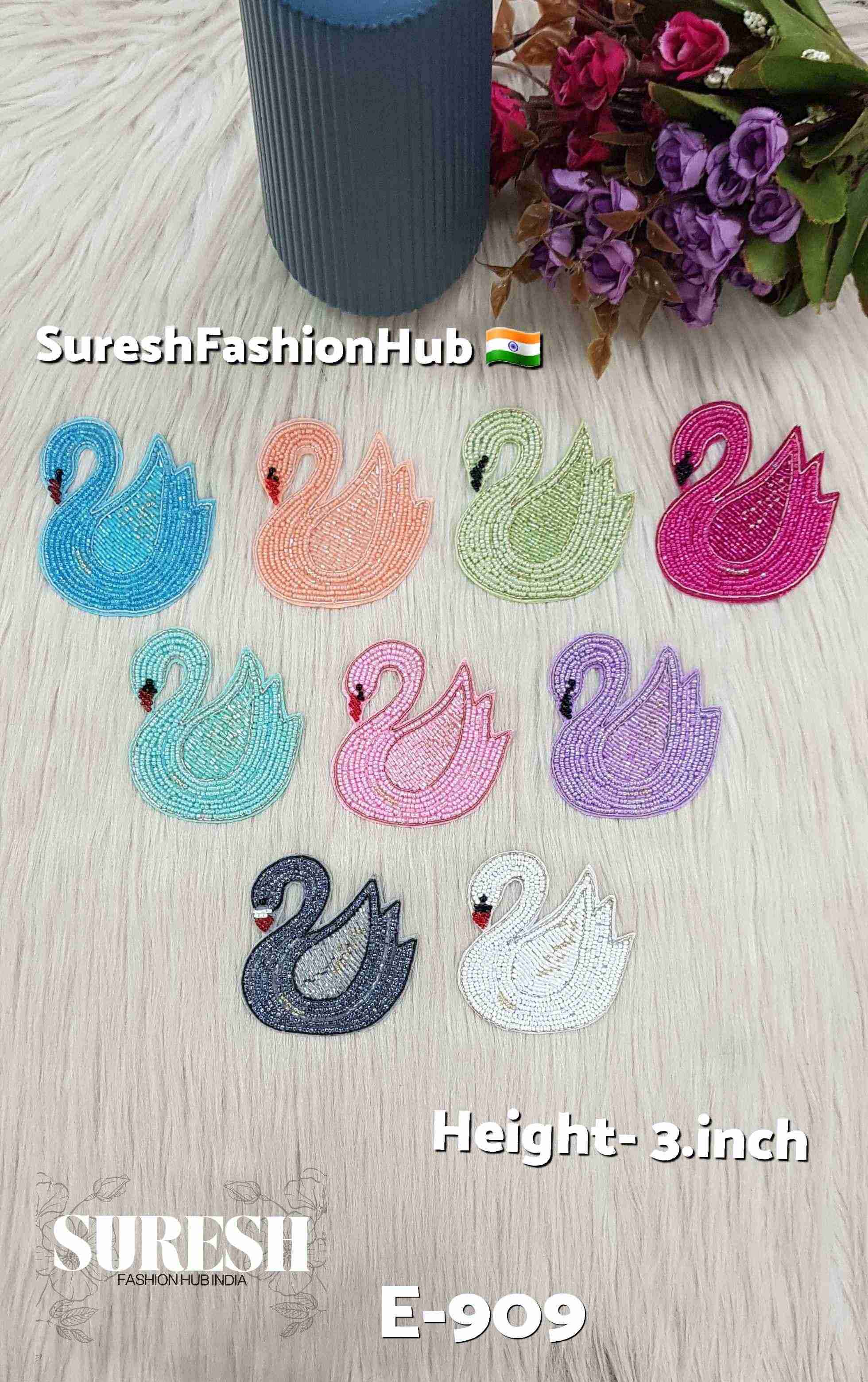 Aqua Blue Right Facing Swan Patch – E-909