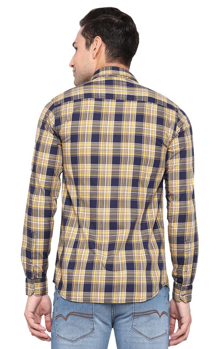 JBS-CH-913B MELLOW YELLOW Men's Multi Cotton Checked Semi Casual Shirts