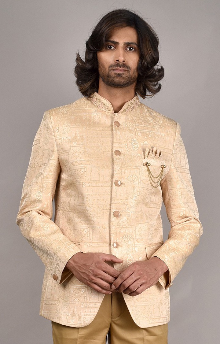 Golden jodhpuri suit hotsell