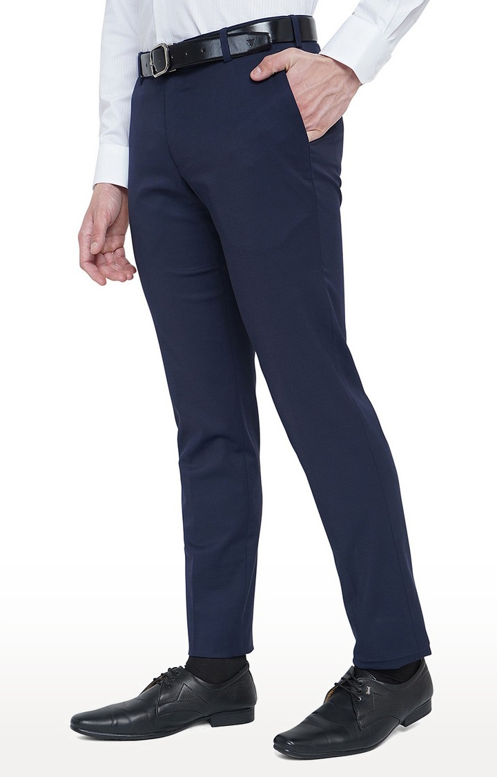JadeBlue | YT56/4,NAVY SELF Men's Blue Rayon Solid Formal Trousers 1