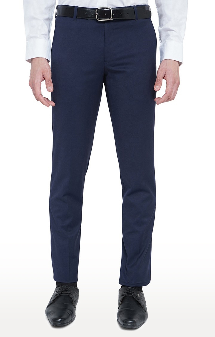 JadeBlue | YT56/4,NAVY SELF Men's Blue Rayon Solid Formal Trousers 0