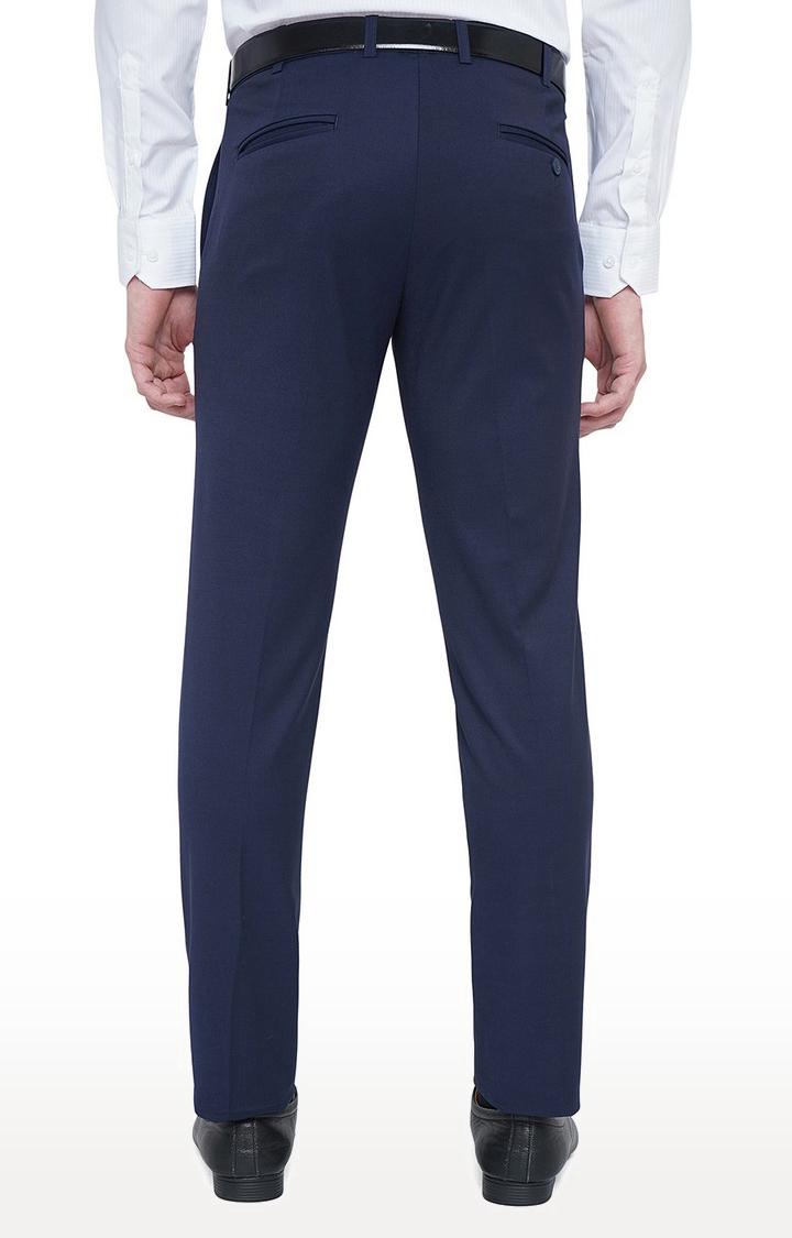 JadeBlue | YT56/4,NAVY SELF Men's Blue Rayon Solid Formal Trousers 2