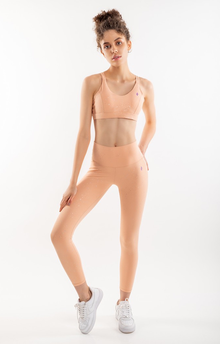 SKNZ Activewear | Women Orange Nylon Solid Tracksuits