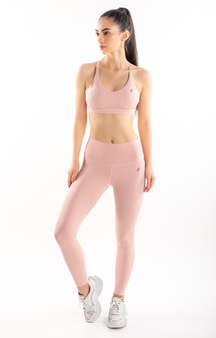 SKNZ Activewear | Women Pink Nylon Solid Tracksuits