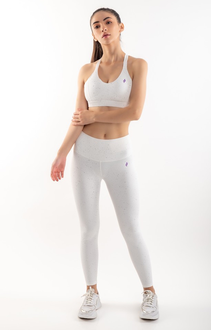 SKNZ Activewear | Women White Nylon Solid Tracksuits
