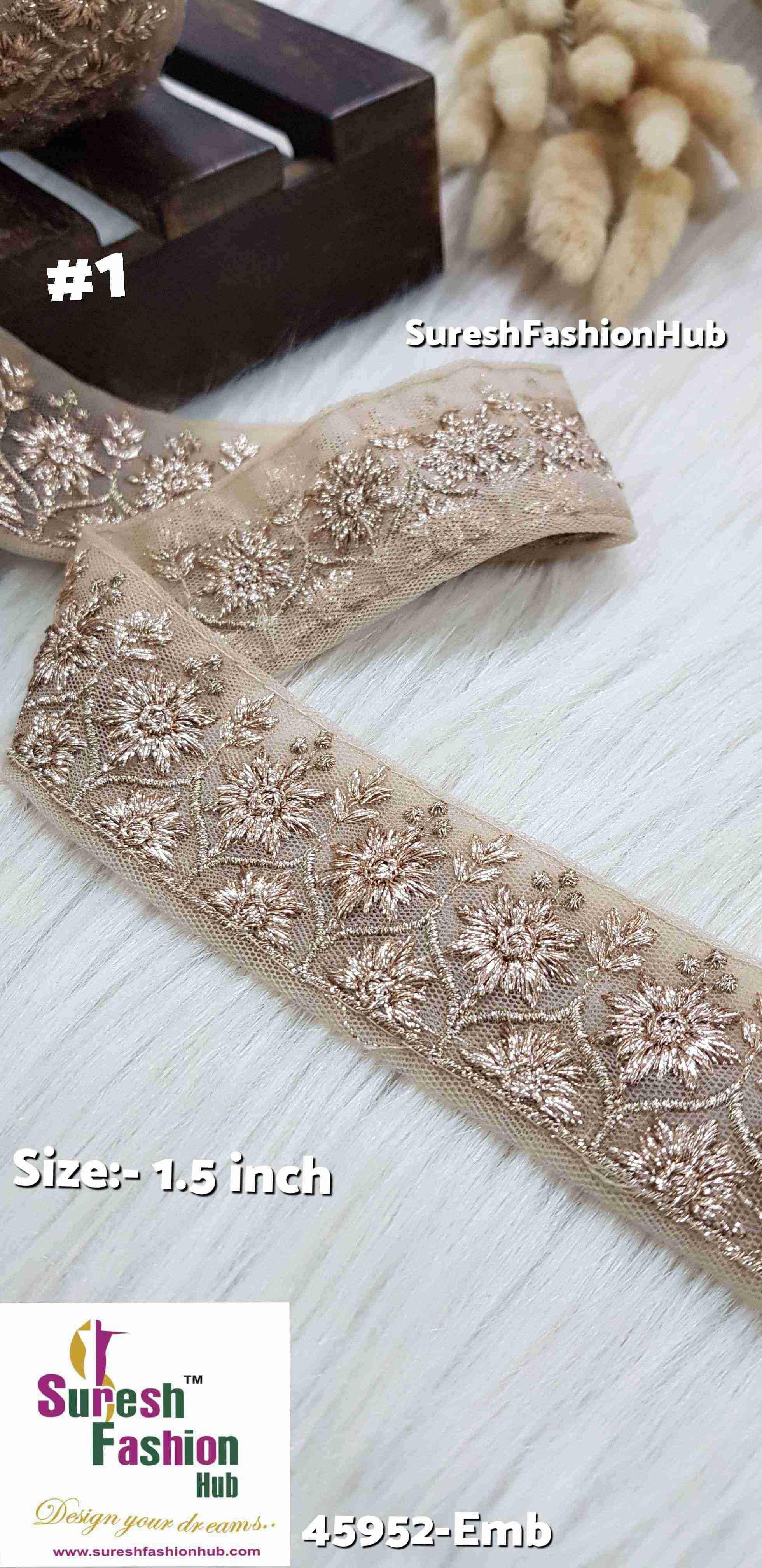 Opulent  Pearl + Rose Mix Badla Embroidered Lace Roll