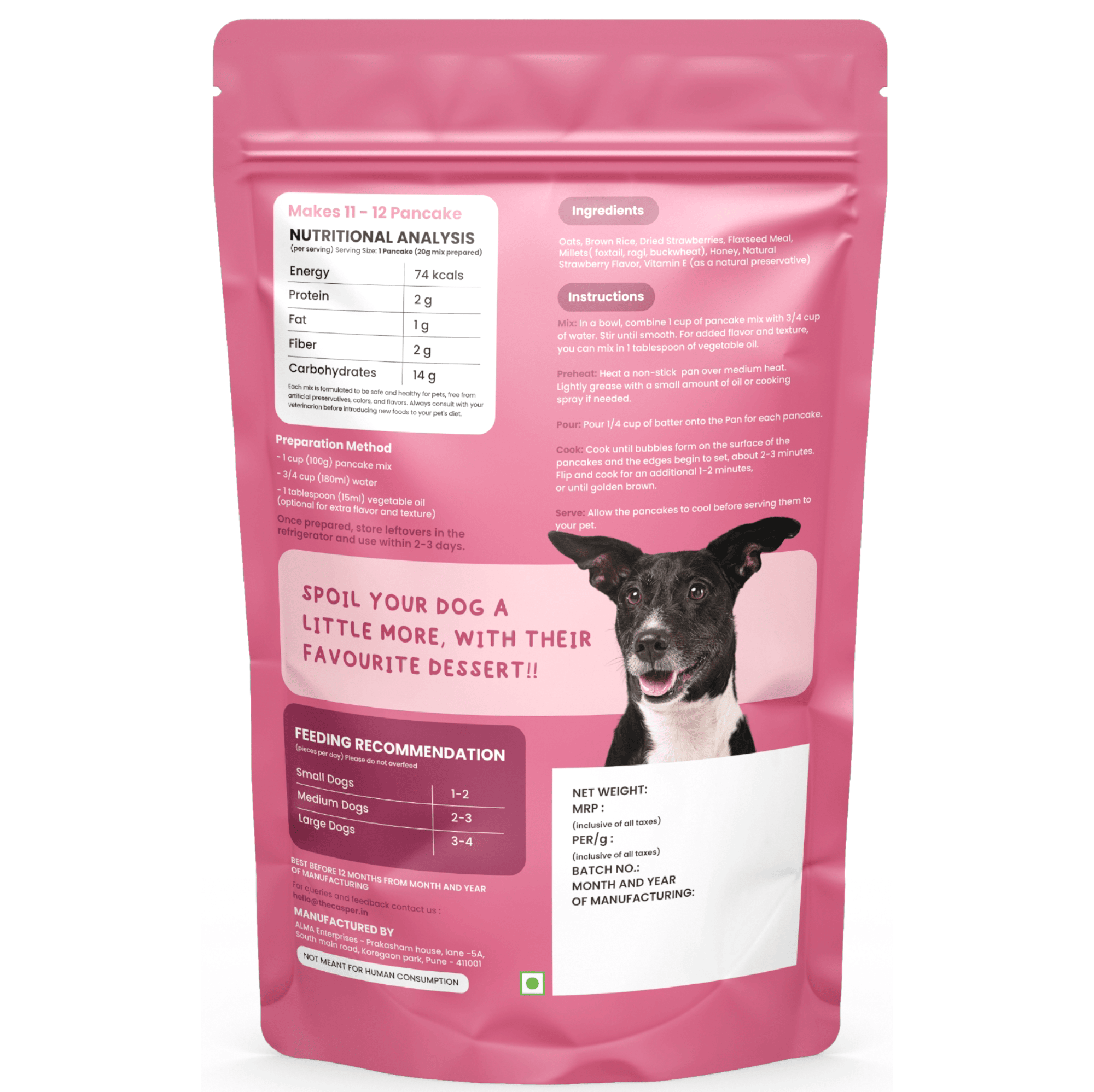 Casper Pancake Mix Strawberry Flavour Dog Treat - 250g