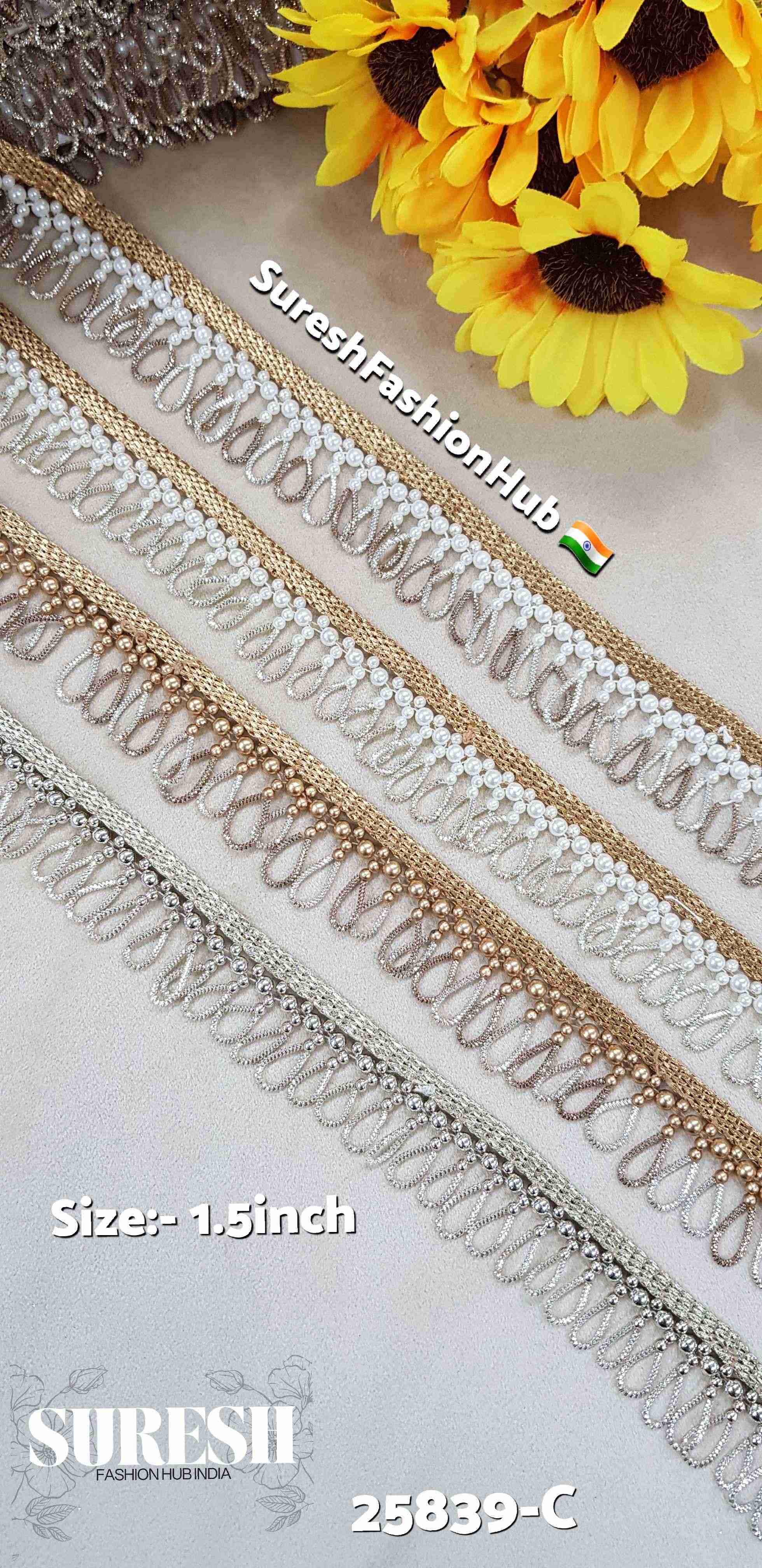 Matt Gold & Water Hanging Scalloped Lace