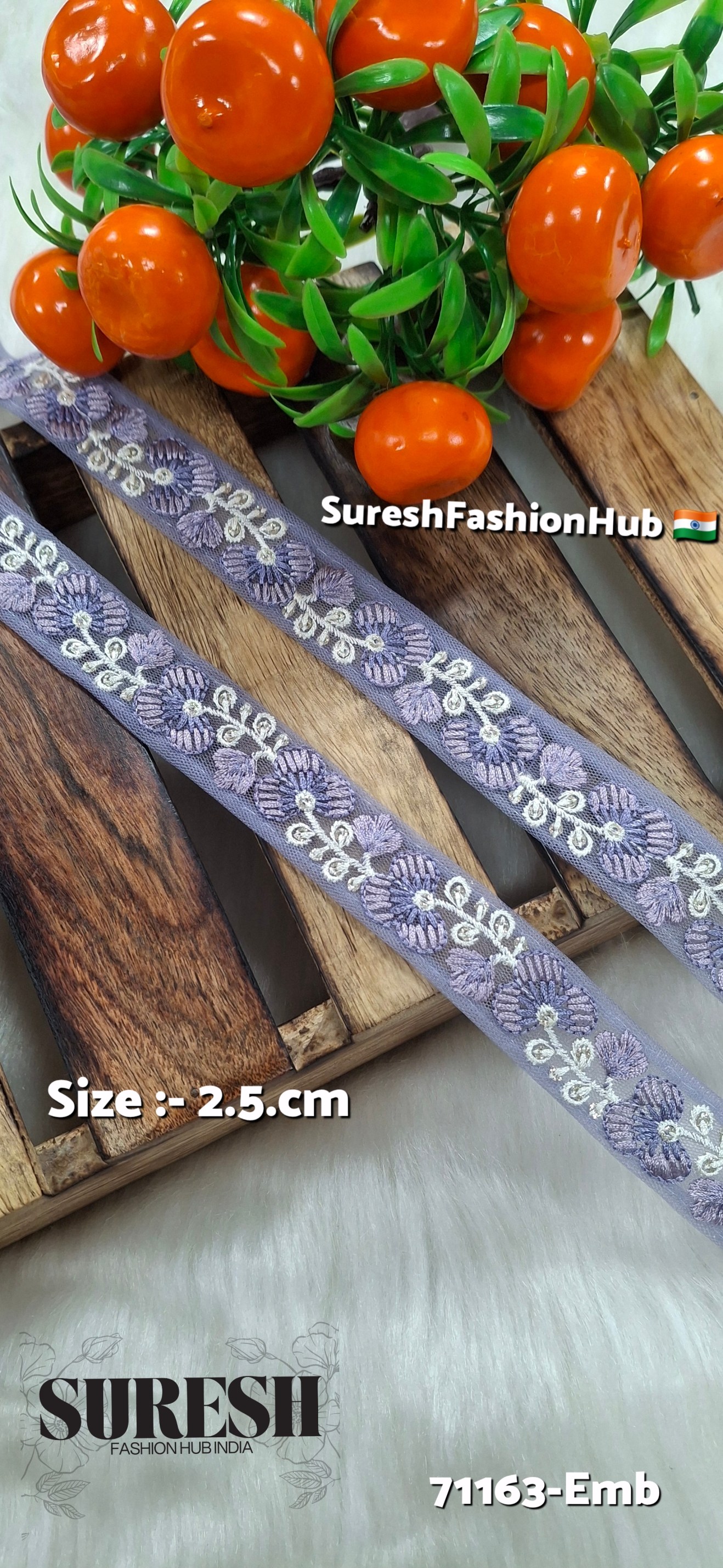 Floral Thread Embroidery Lace – Purple | 71163-Emb