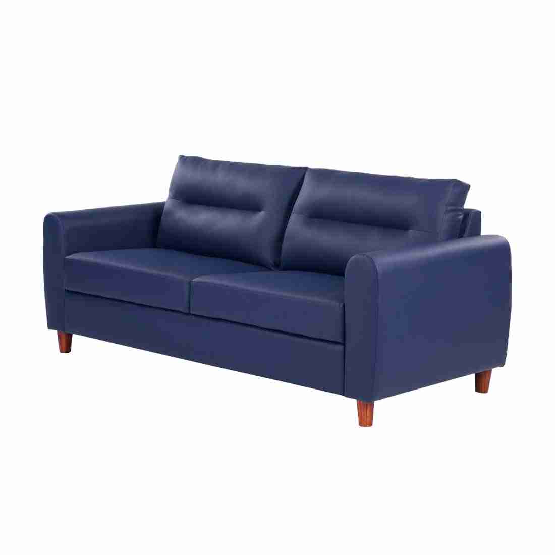 neudot Scott Sofa for Living Room |3 Persons Sofa|Premium Leatherette with Cushioned Armrest | Solid Wood Frame|3 Seater in Cobalt Blue Color