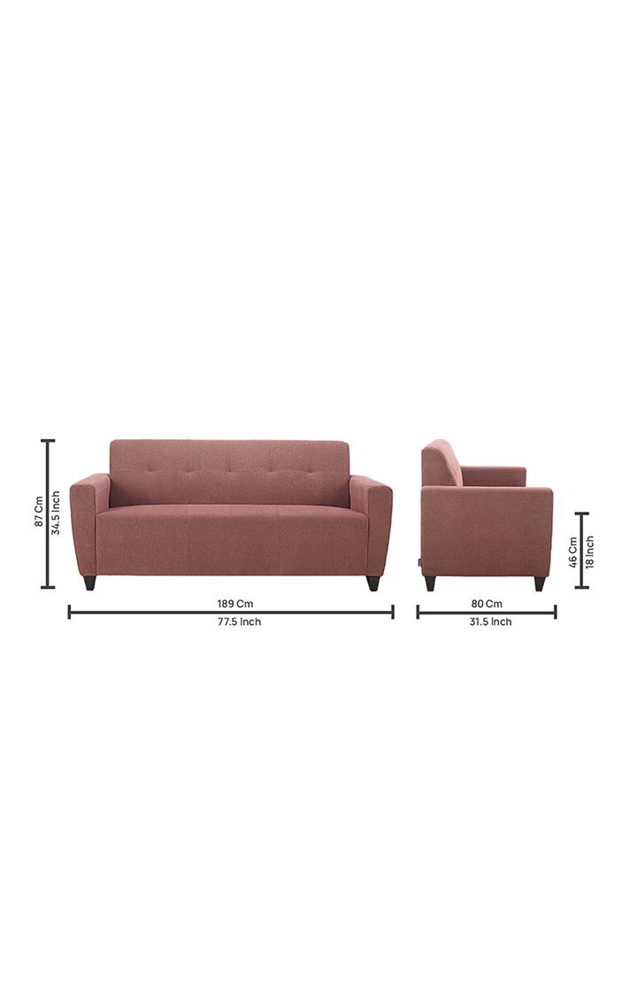 neudot Elegance Sofa for Living Room |3 Persons Sofa|Premium Fabric with Cushioned Armrest |Neem Wood Frame|3 Seater in - Ceramic Pink