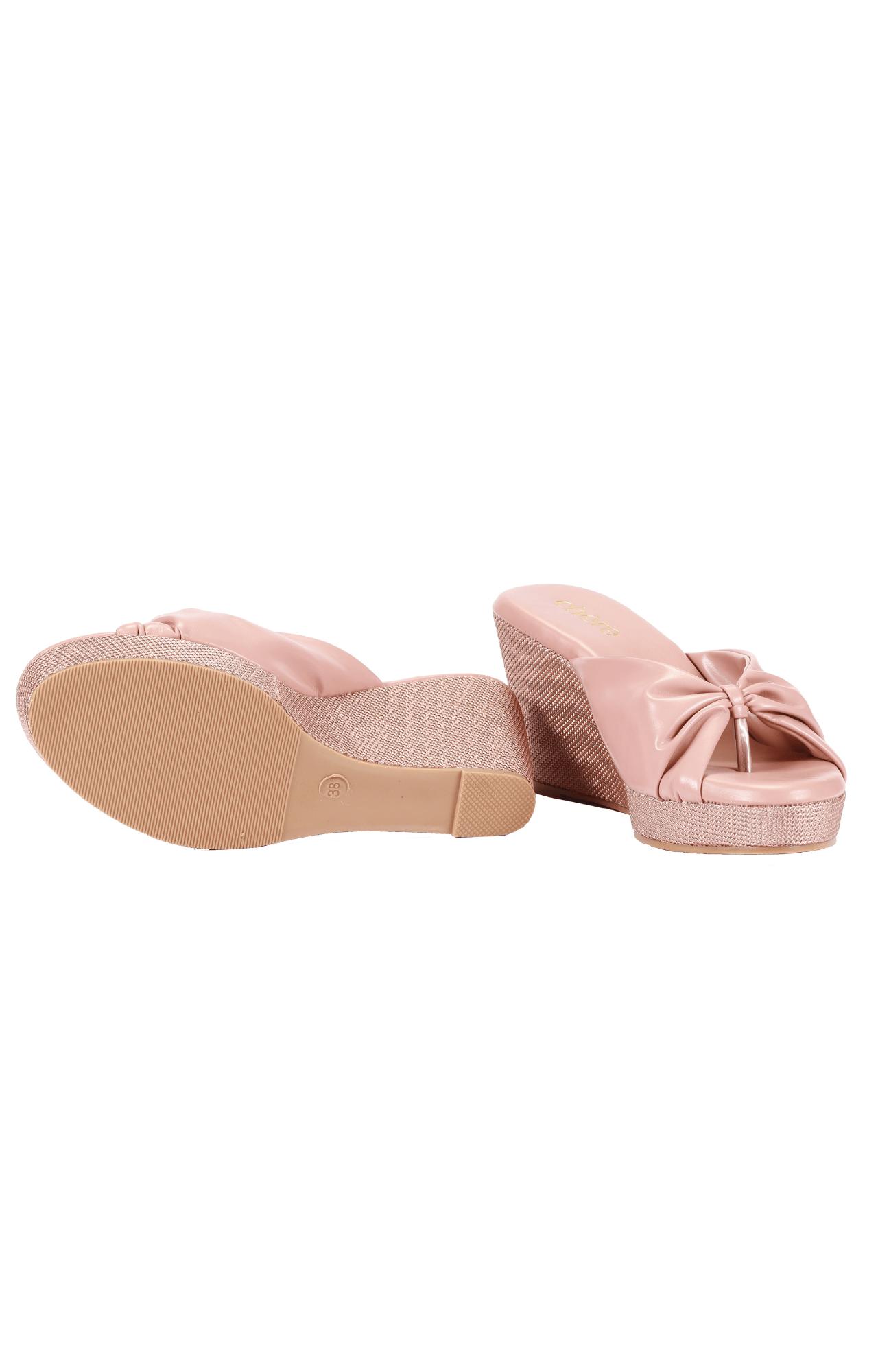 Chere | Women Peach Classic Knot Strap Casual Wedges 3