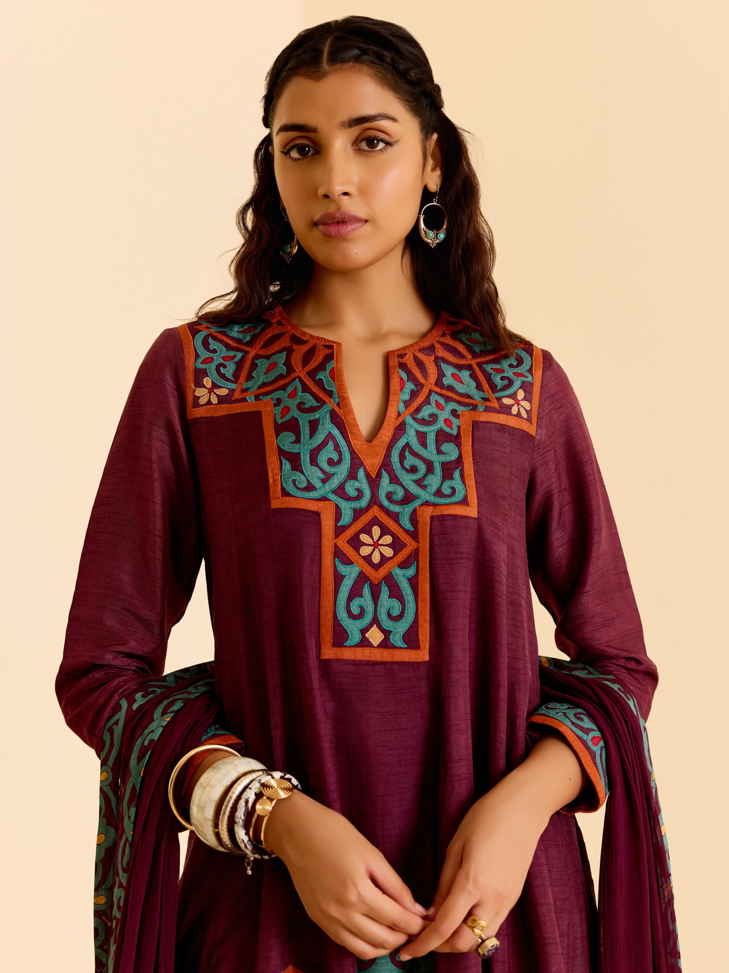 Wine Meera- Quilting Suit Set