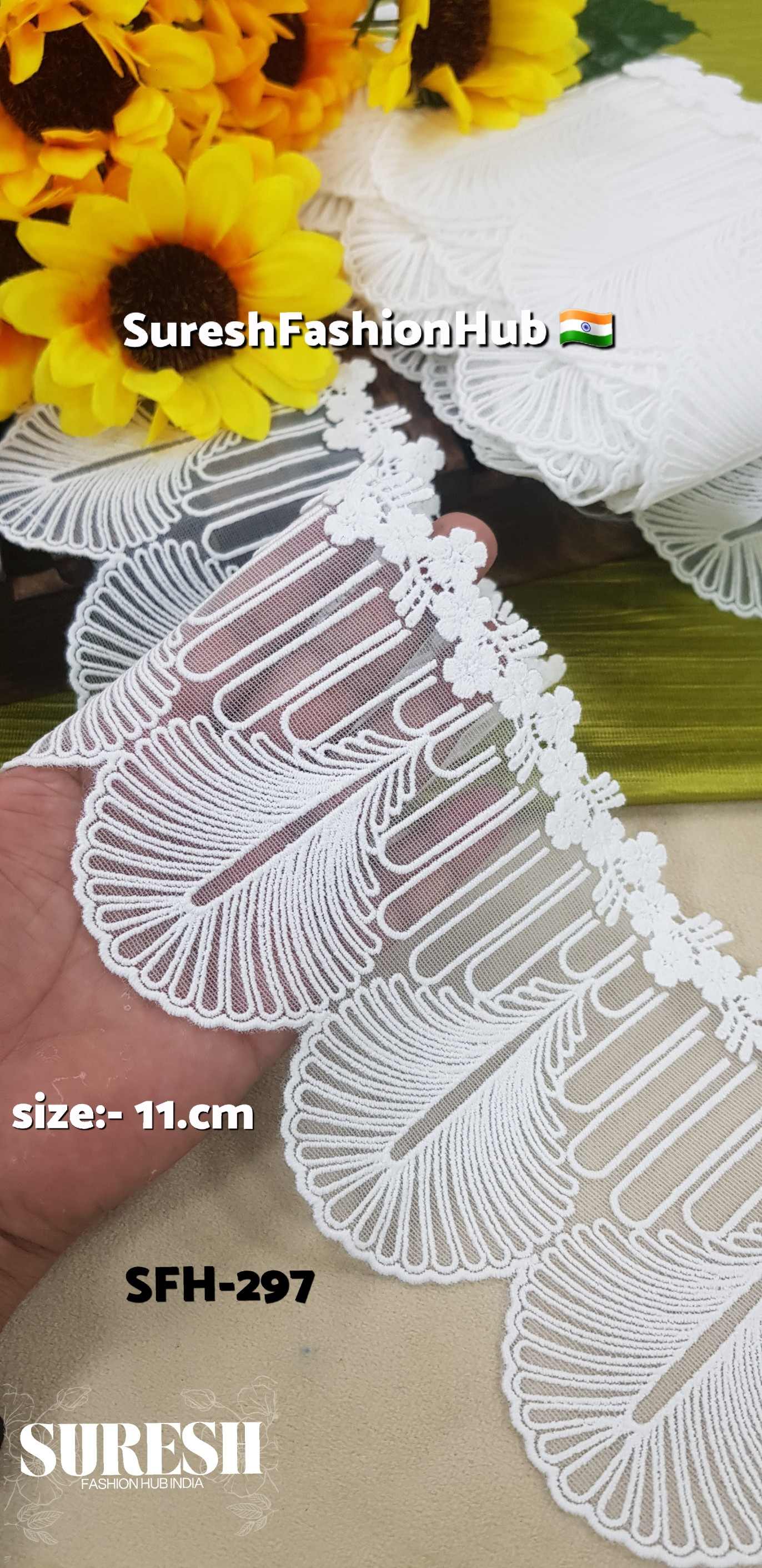 Ivory Scallop Bloom Lace – White SFH-297