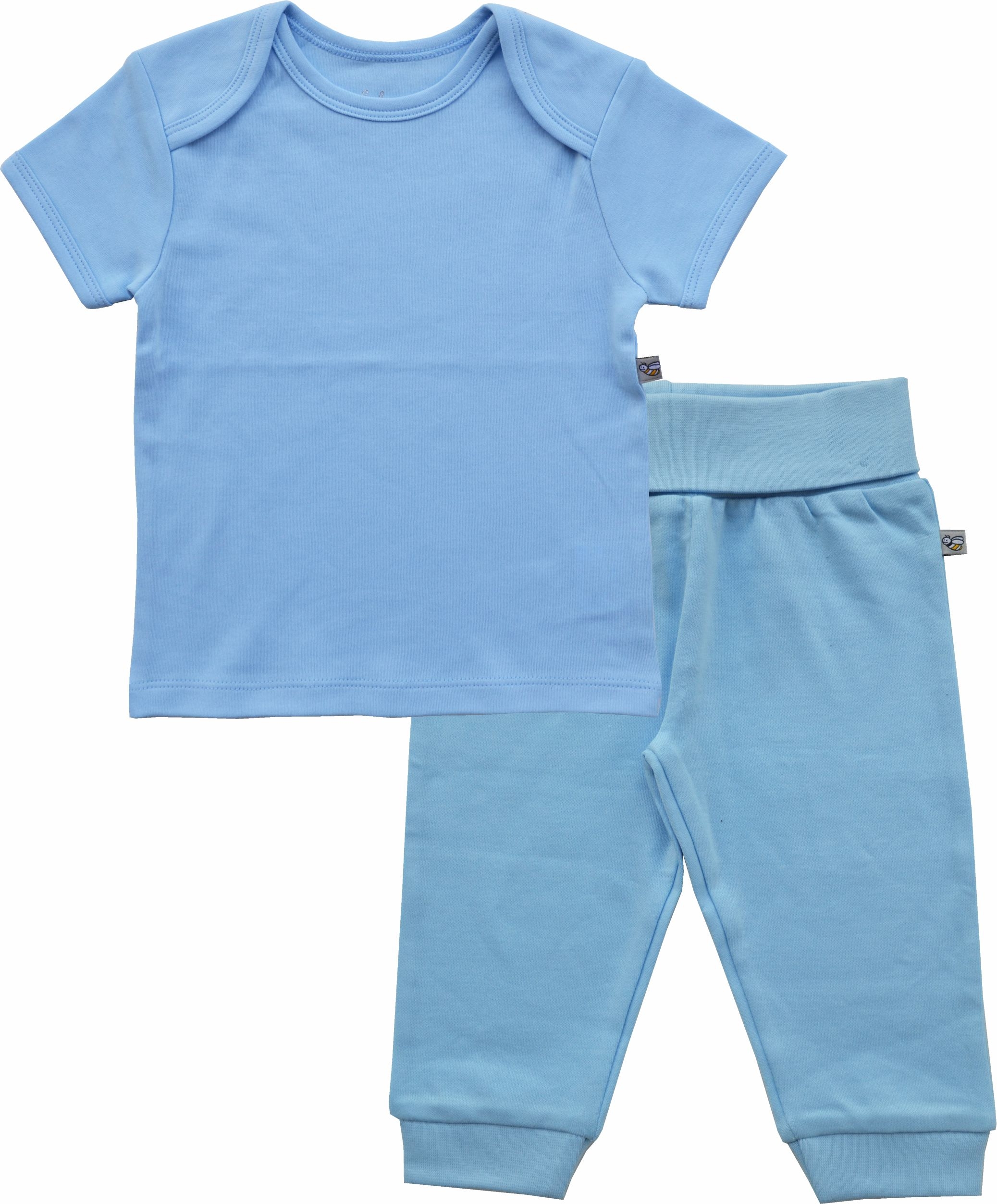 Babeez | Blue Short Sleeve Top+ Pant Set (100% Cotton Interlock Biowash) undefined