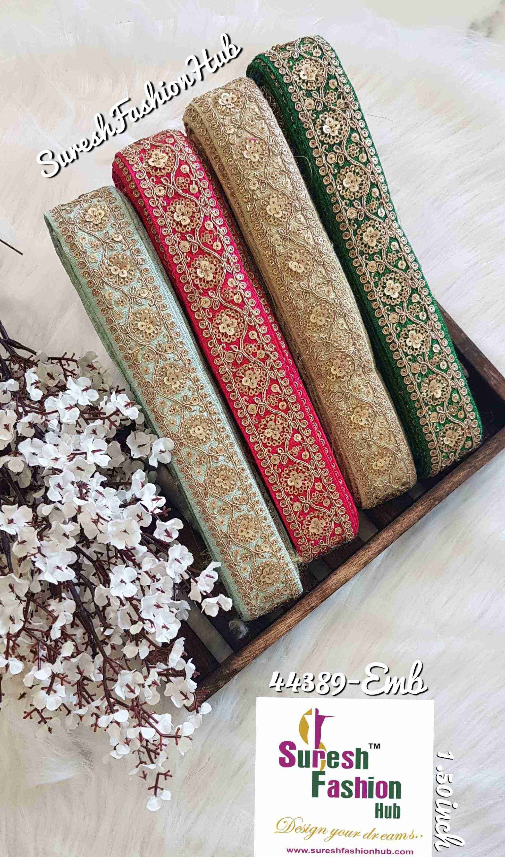 Emerald Green Embroidered Trim