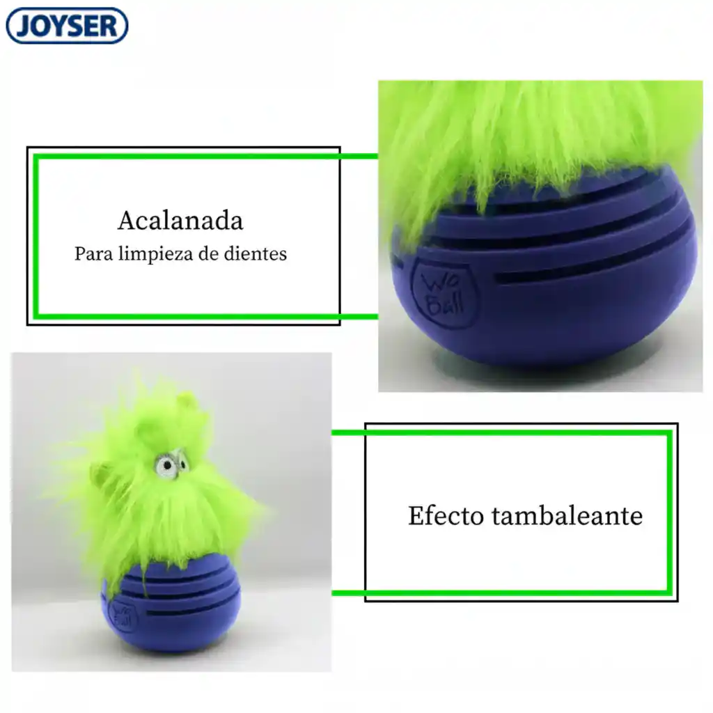 Joyser Woball Monster Dog Toy, Green/Blue (M-L)