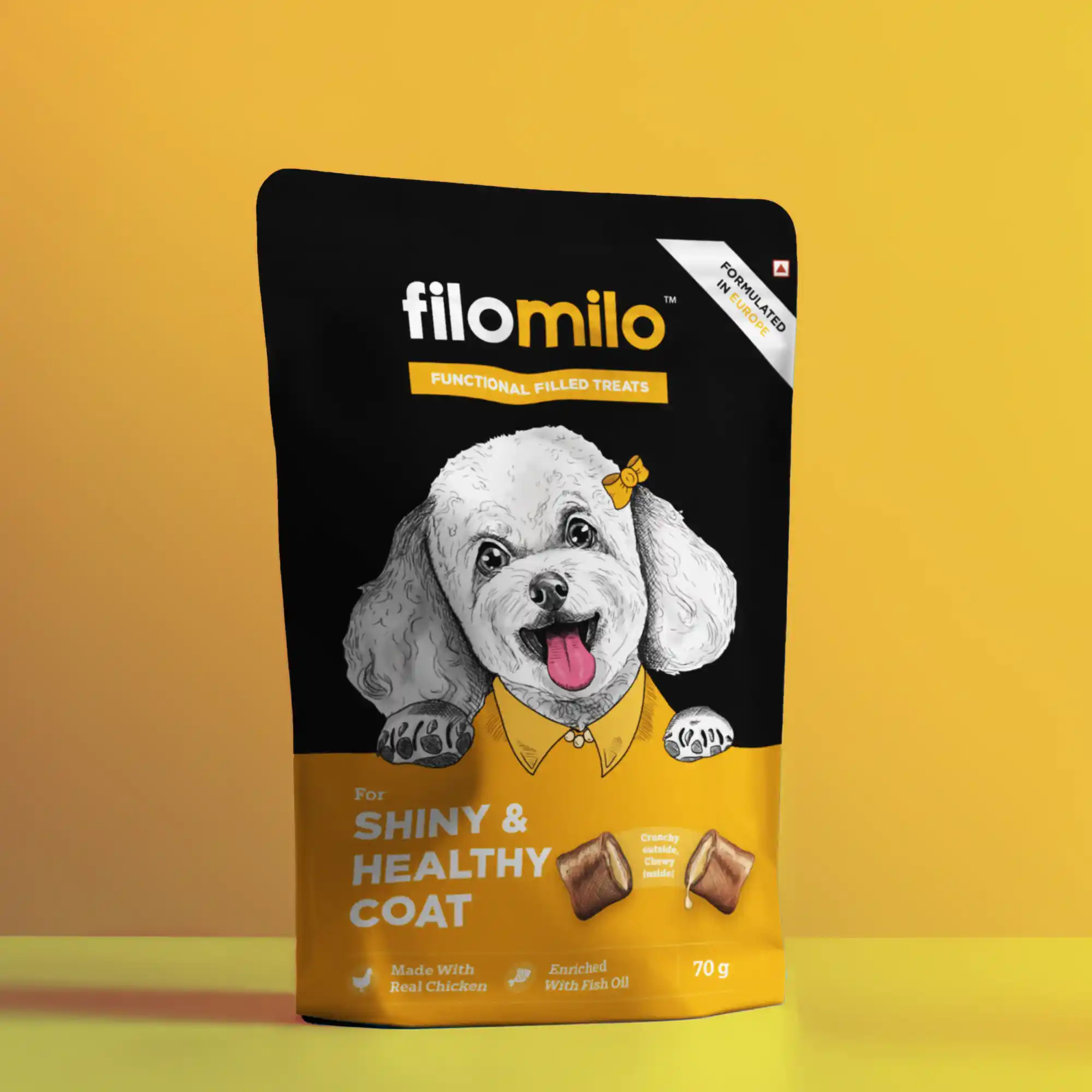 Filomilo Functional Filled Treats for Dogs Shiny & Healthy Coat, 70g
