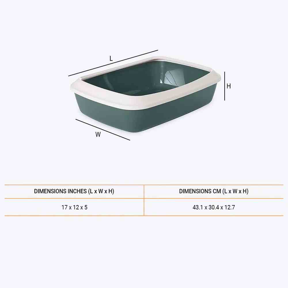 Savic Iriz Litter Tray with Rim for Cats (Nordic Green, 17 x 12 x 5 inch)