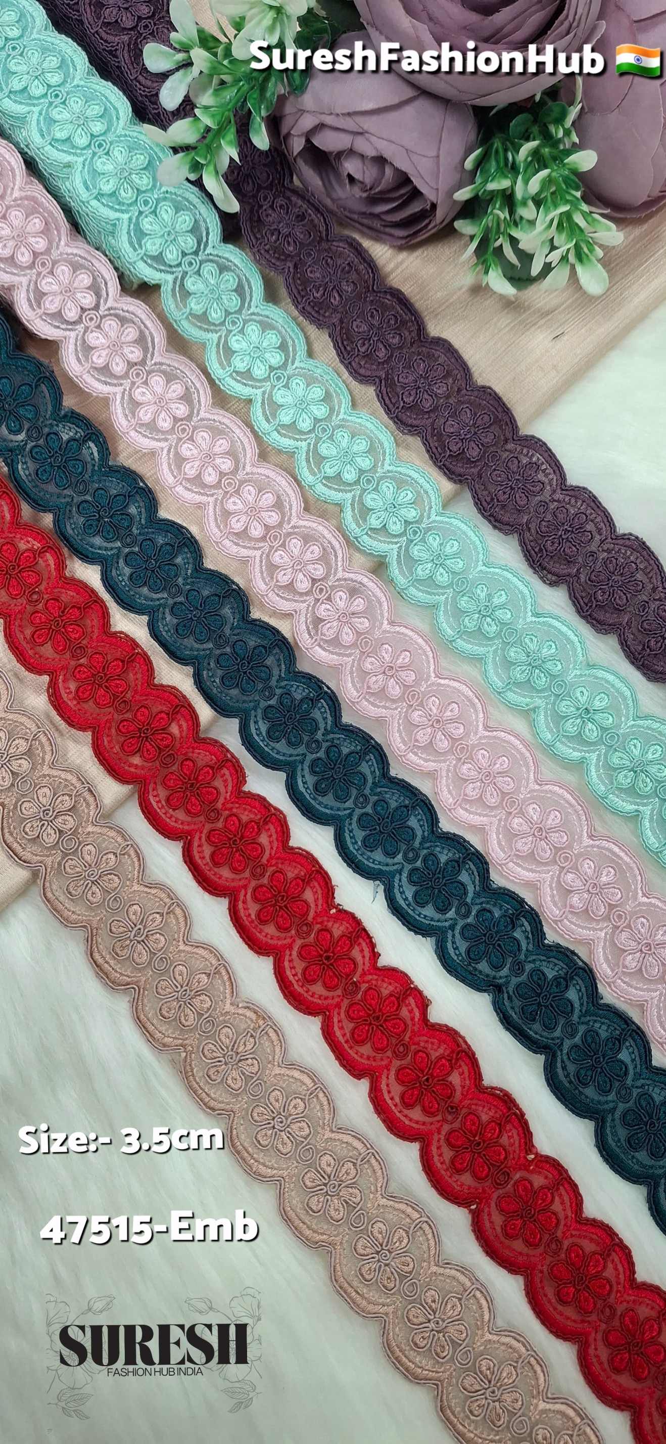 Petrol Bloom Scallop Organza Lace