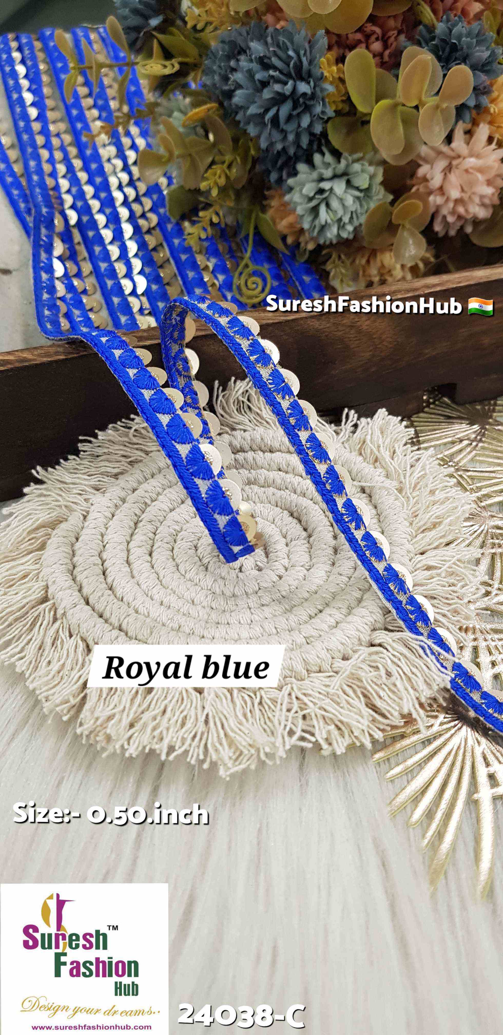 Royal Blue Elegance™ Sequin Organza Trim