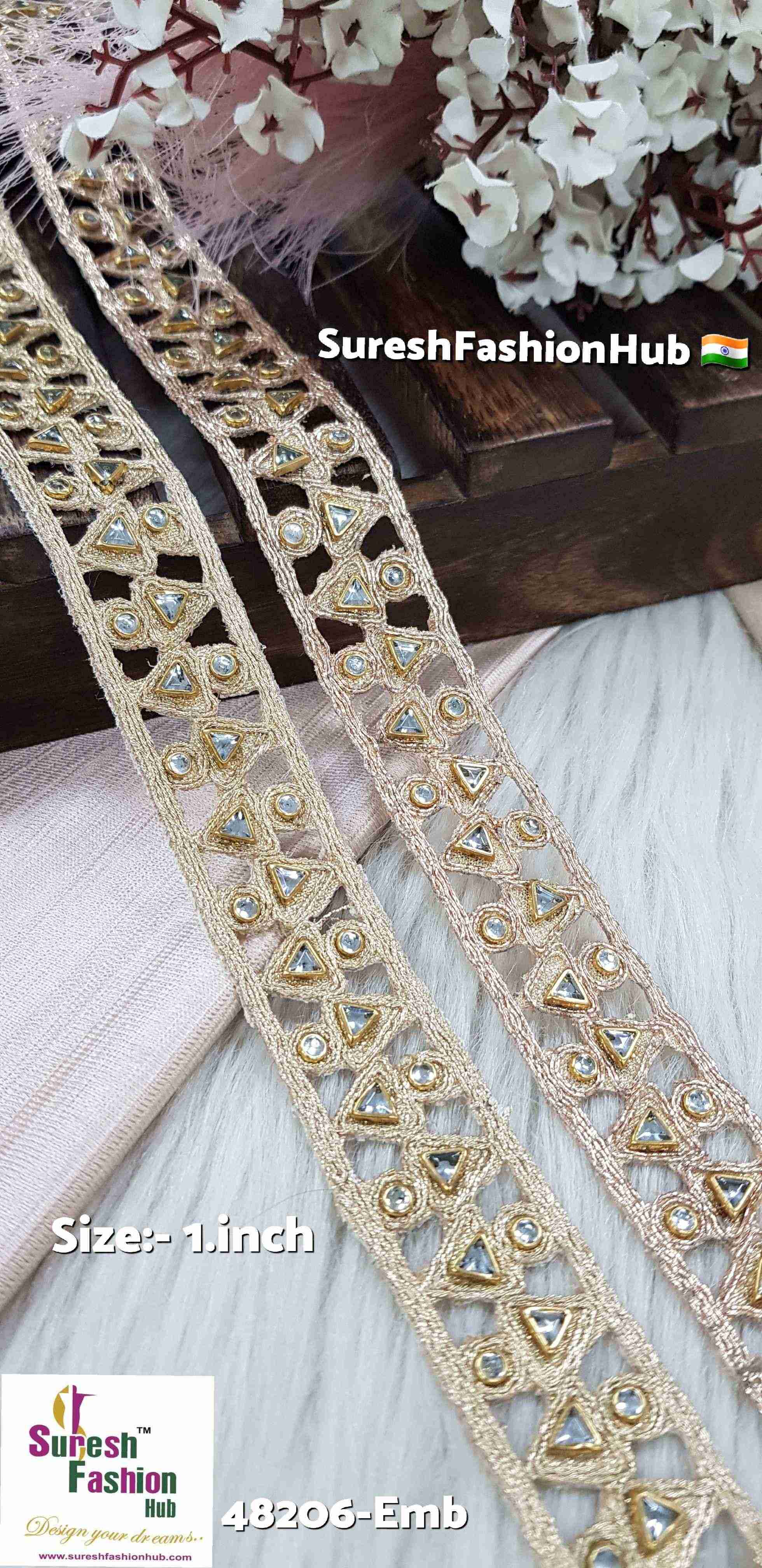 Pearl Kundan Cutwork Lace