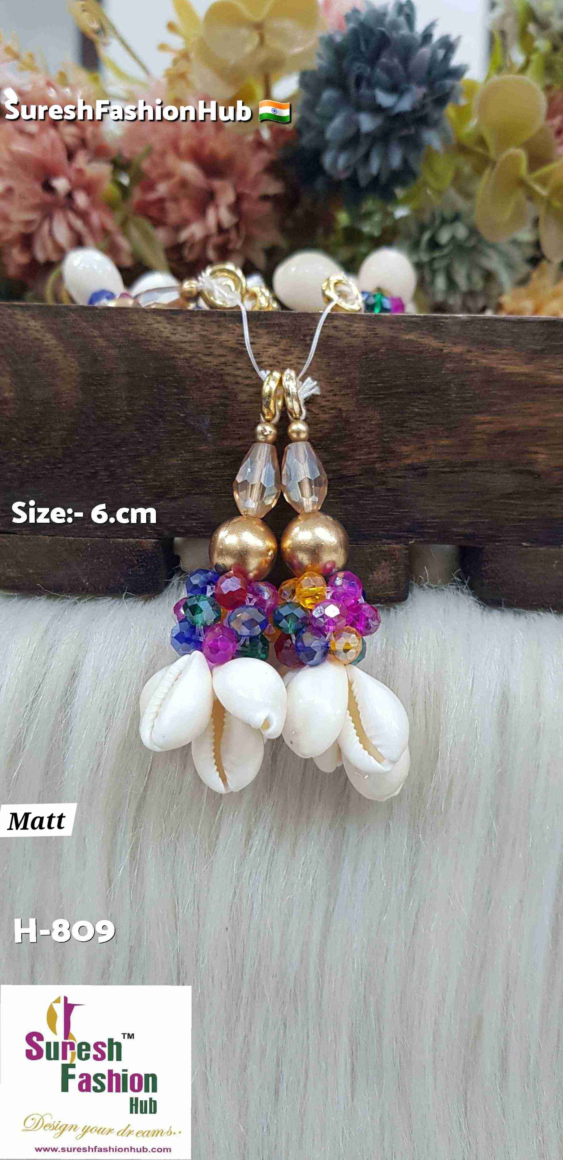 Matt Gold Crystal Pearl Shell Tassel