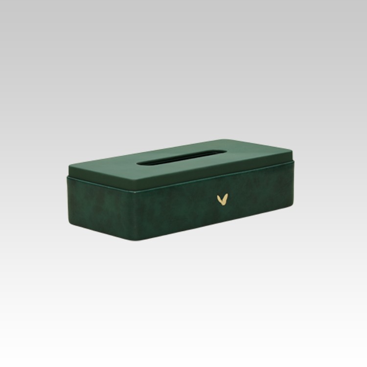 Tissue Box Holder for Home and Office in Premium Faux Leather | Size: 9.5 x 4.5 x 2.5(H) Inches | Moderno | Olive Green