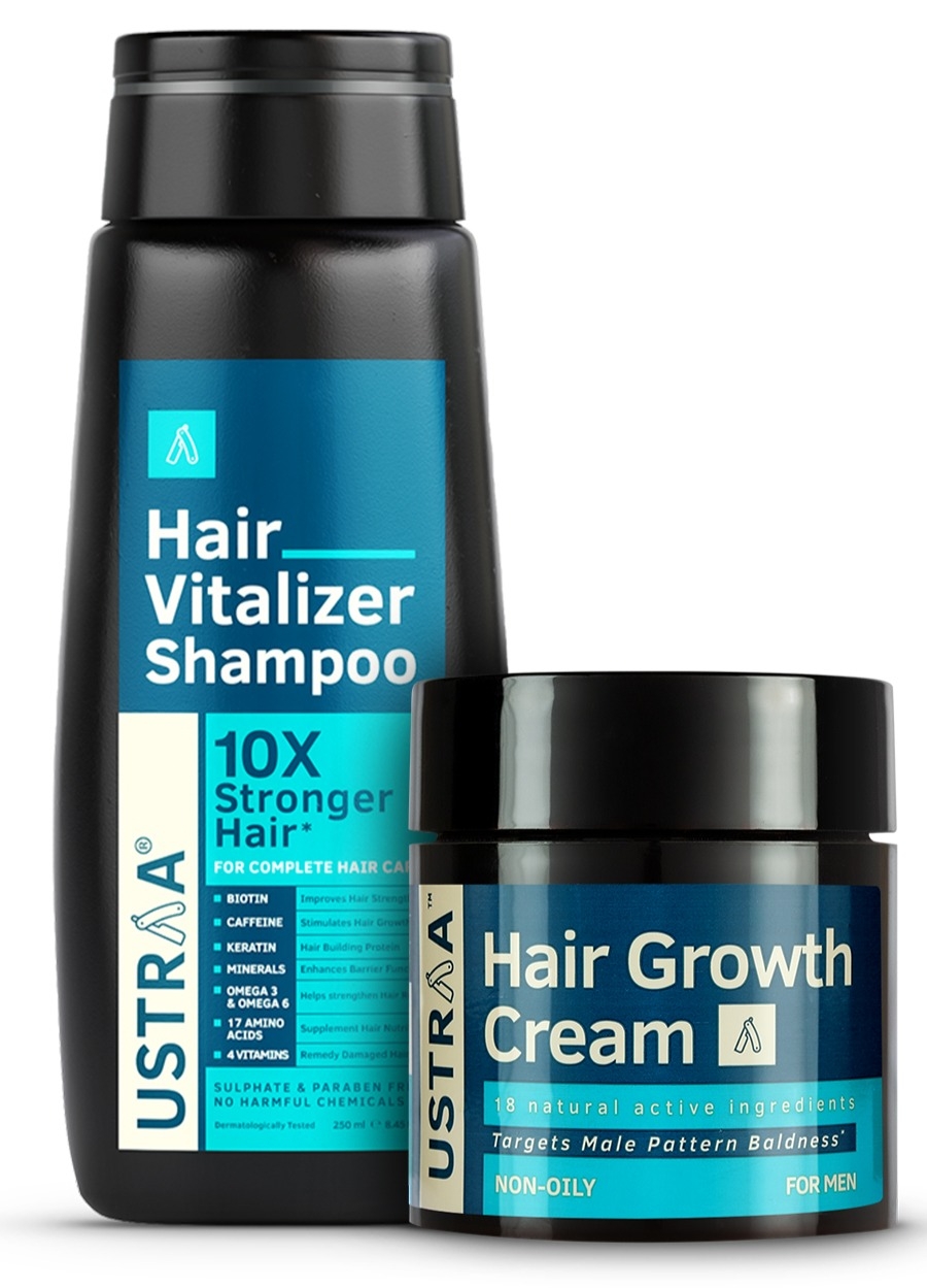 Ustraa | Ustraa Hair Vitalizer Shampoo - 250ml & Hair growth Cream - 100g 
 0