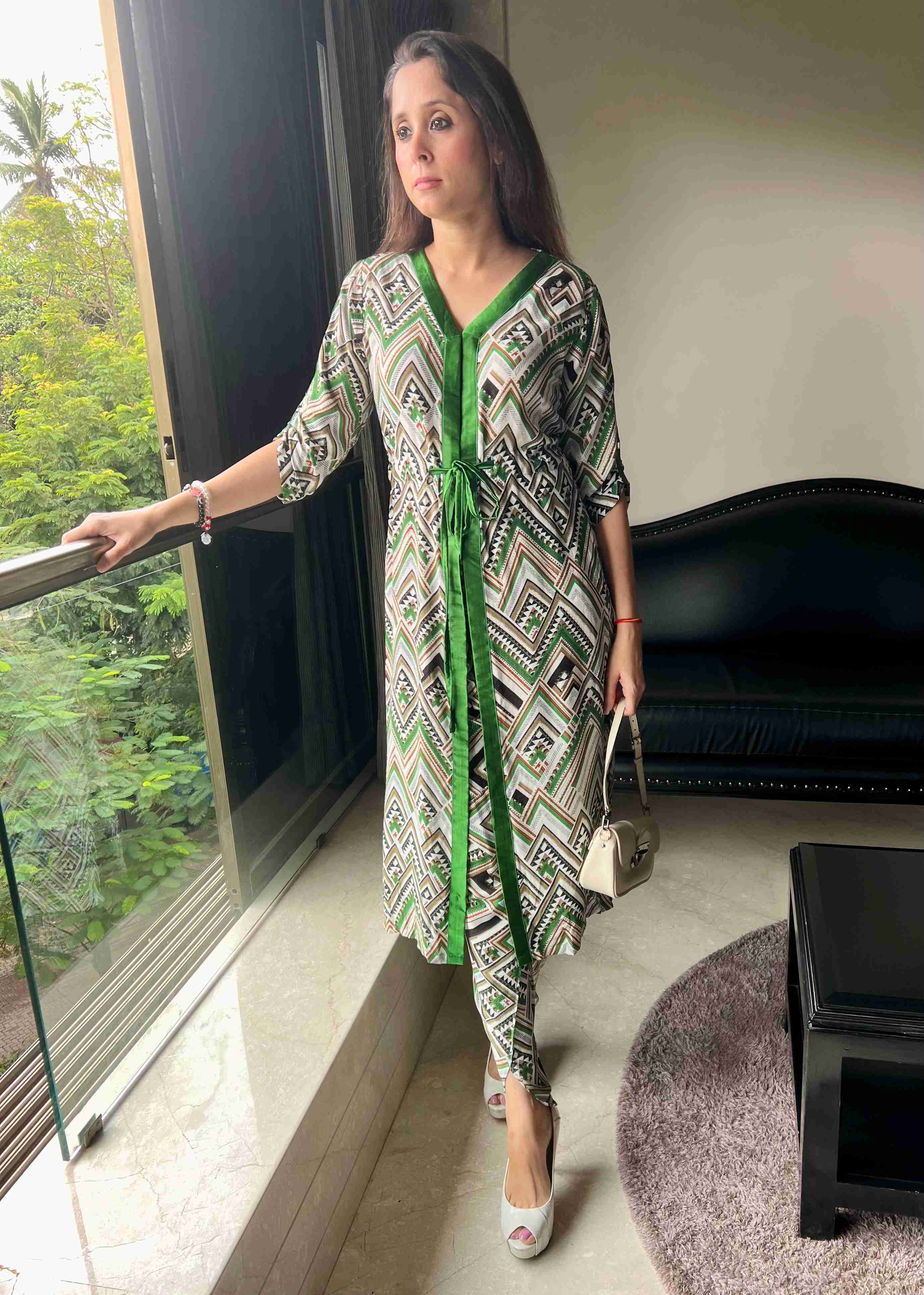 Green Long Co-ord with dhoti