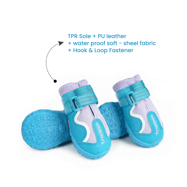 Barkbutler Truelove water resistance dog shoes with TPR Sole - Algiers Blue-Lavender