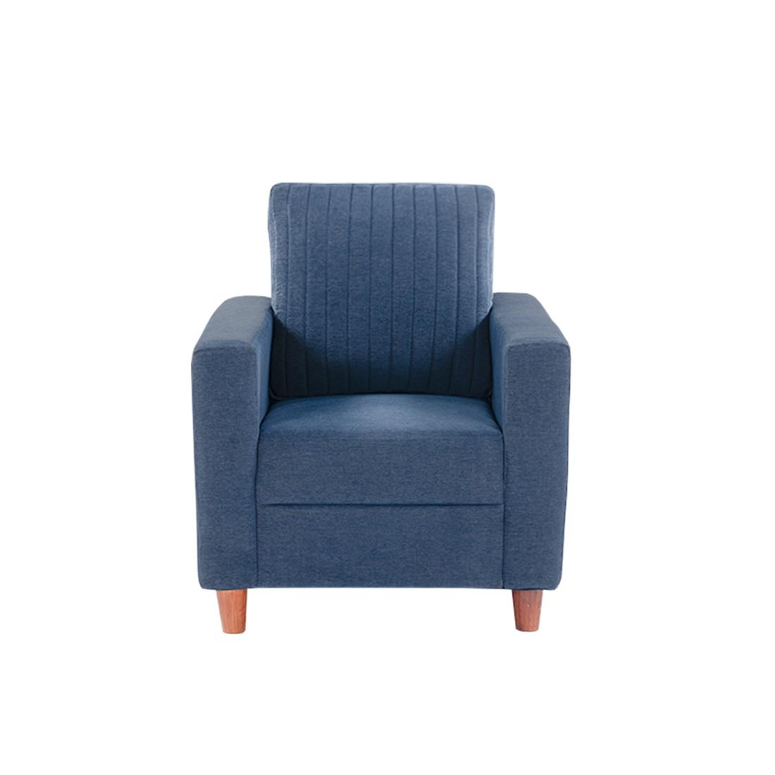 neudot Roman Sofa for Living Room |1 Person Sofa|Premium Fabric with Cushioned Armrest | Solid Wood Frame|1 Seater in Dusky Blue Color