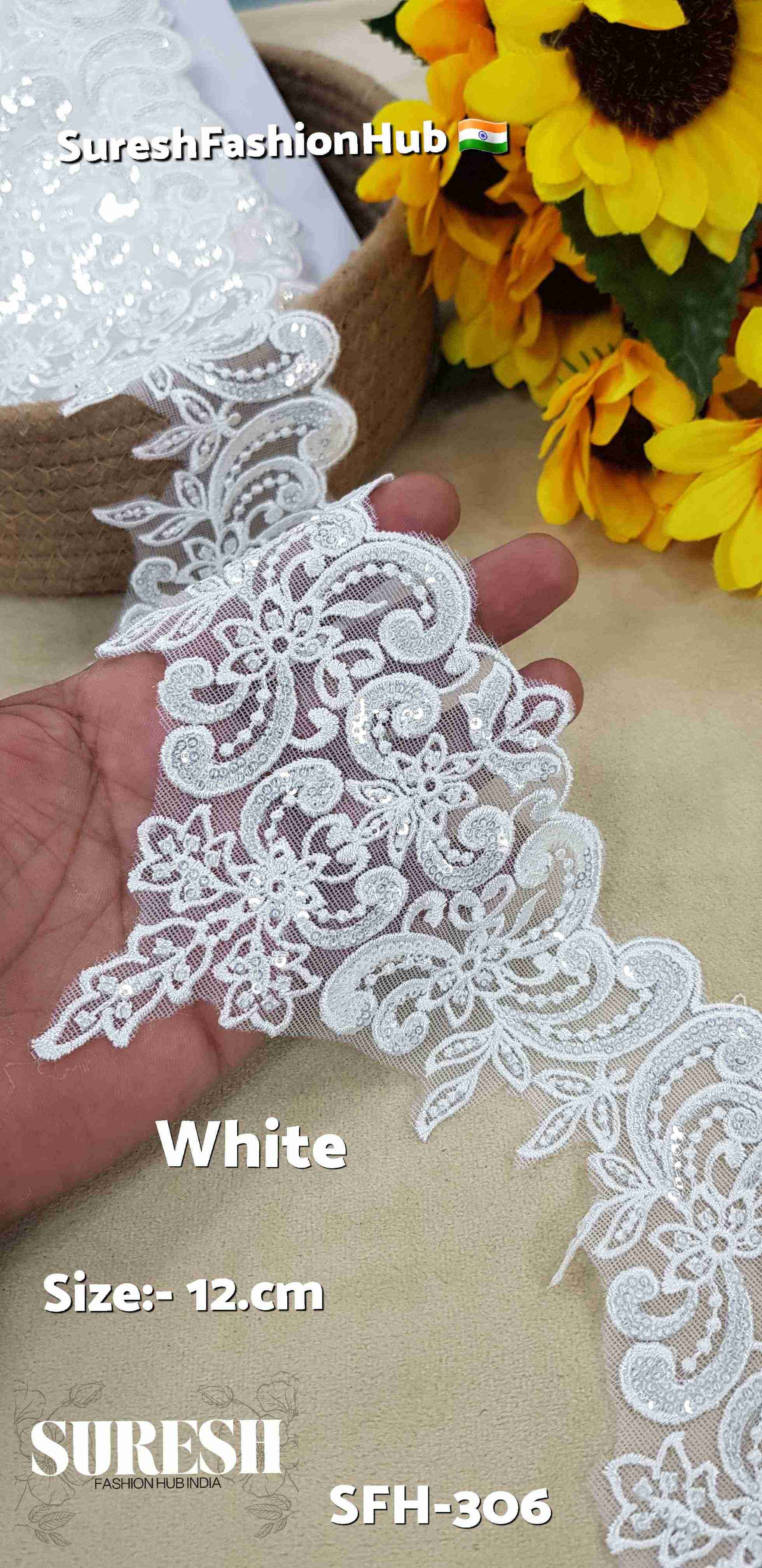White Cutwork Bridal Embroidery Net Lace