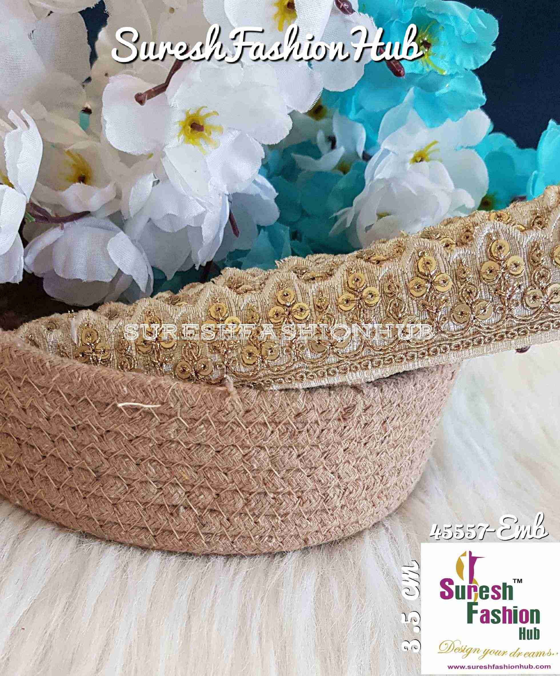 Sequenced Off White Charming Embroidered Trim