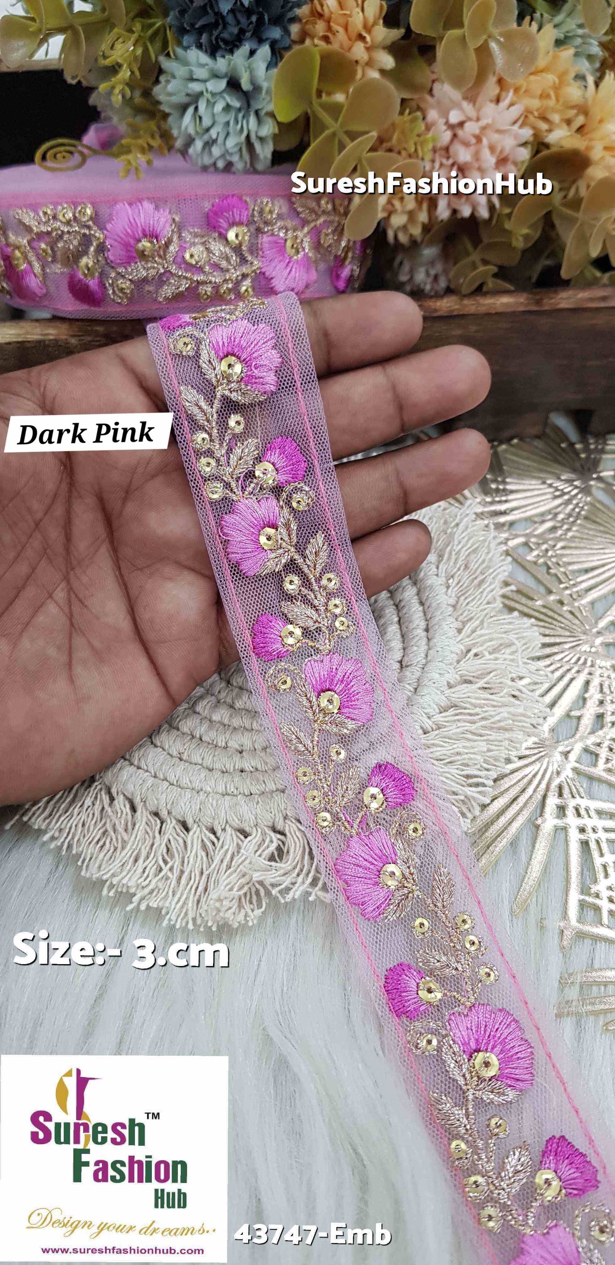 Dark Pink Delight Embroidery Lace
