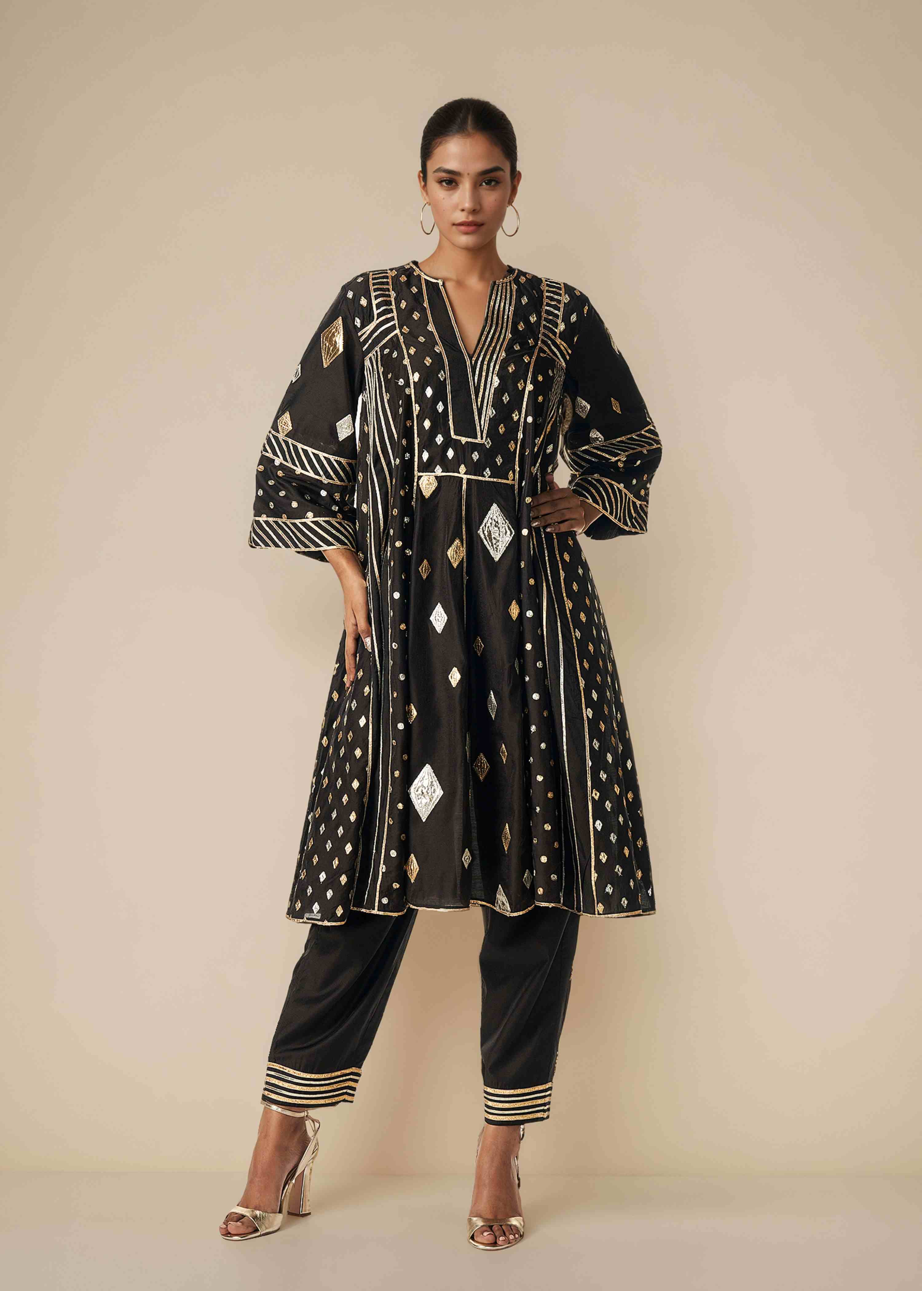 Black Kali Kurta Set