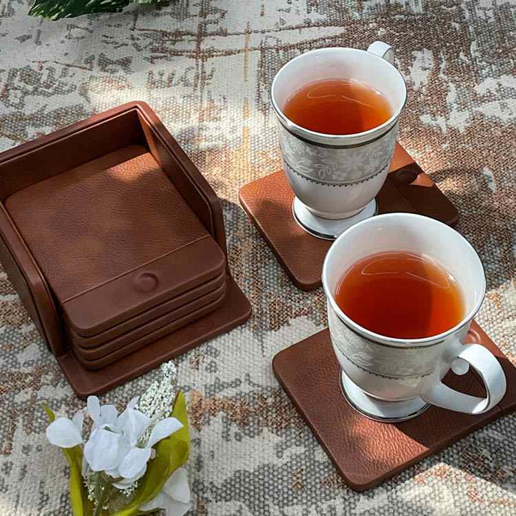 Rectangular Coasters - Set of Six - Classic - Tan