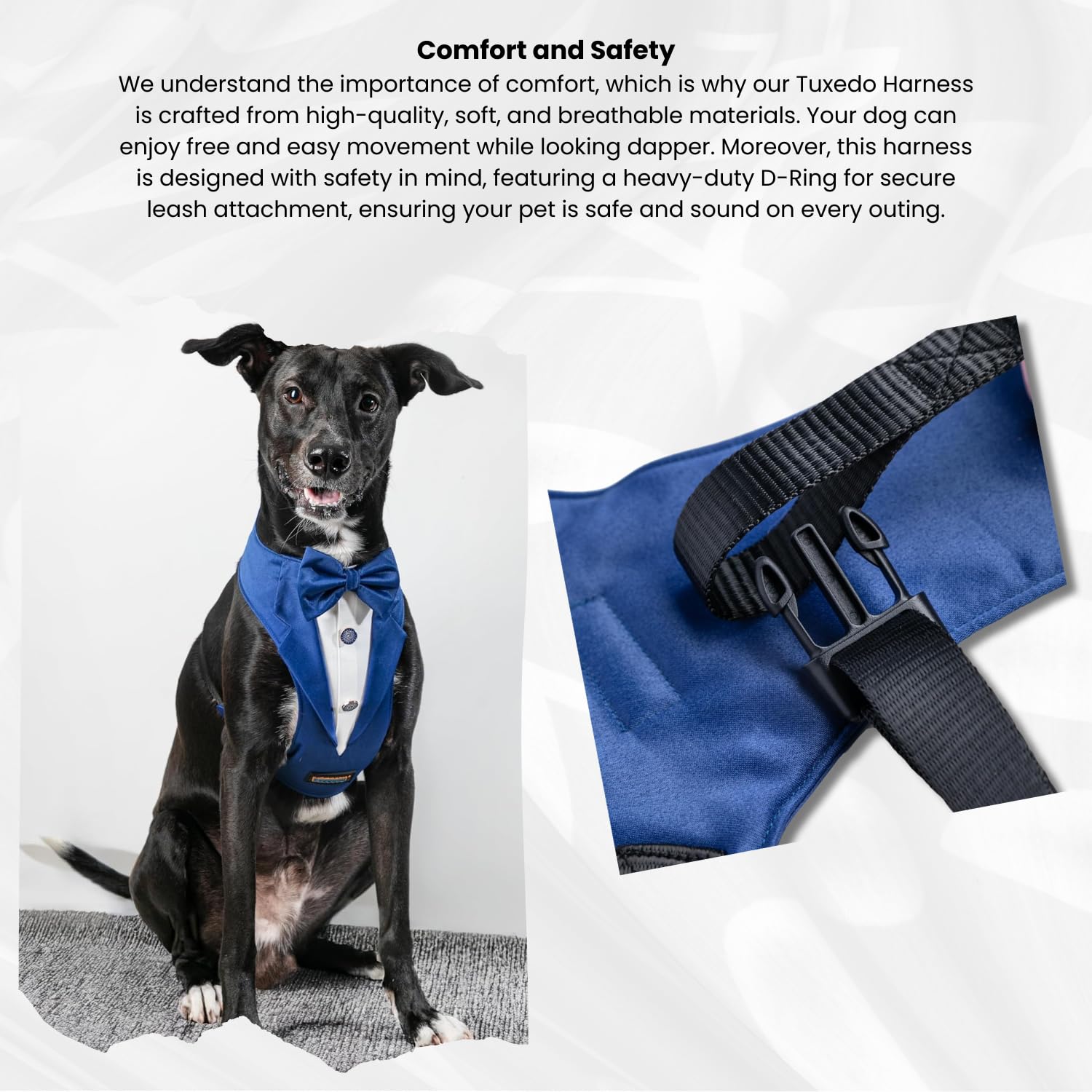 Waggety Tuxedo Dog Harness, (Blue & White)