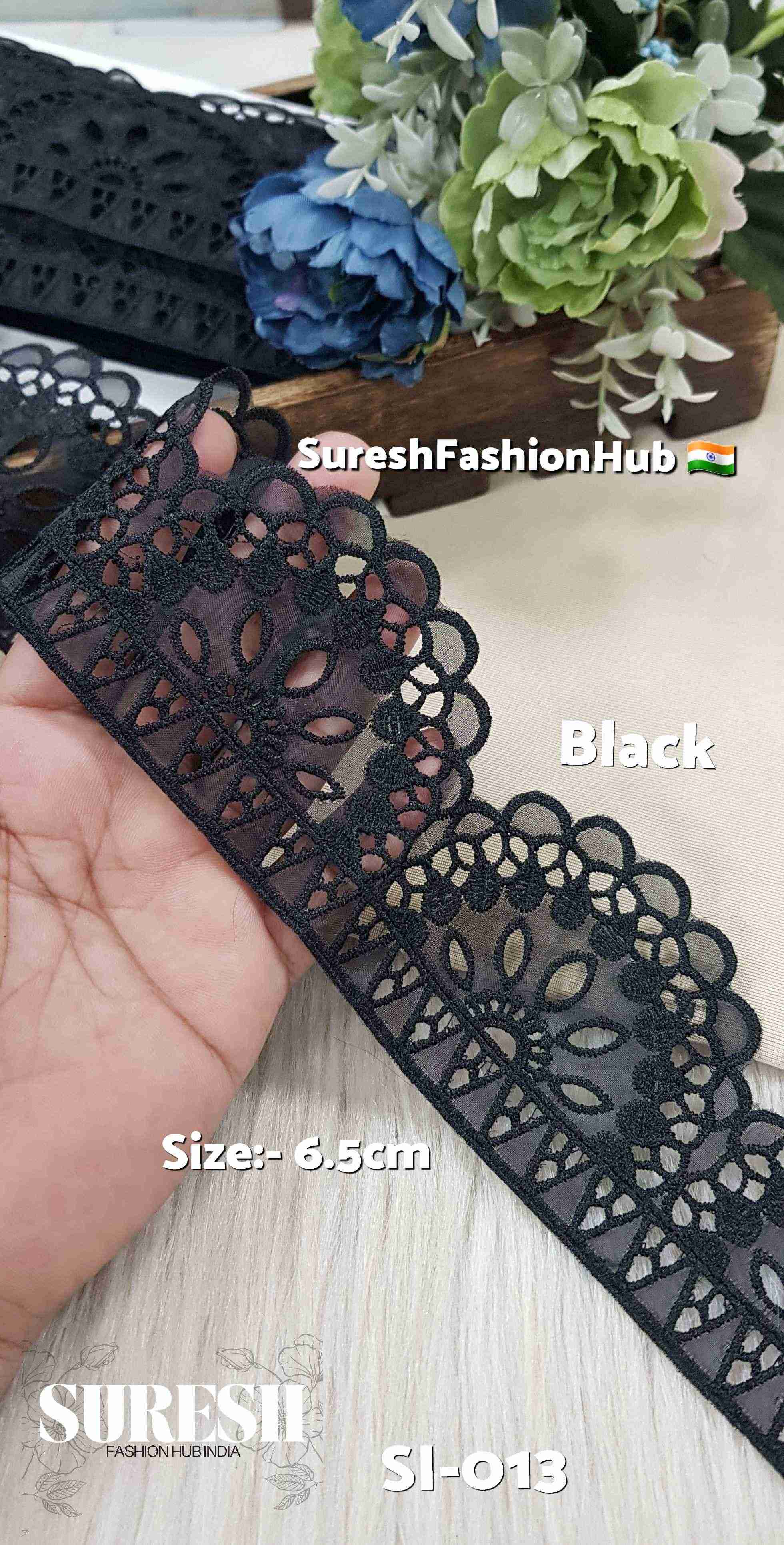 Majestic Bloom Black Organza Lace