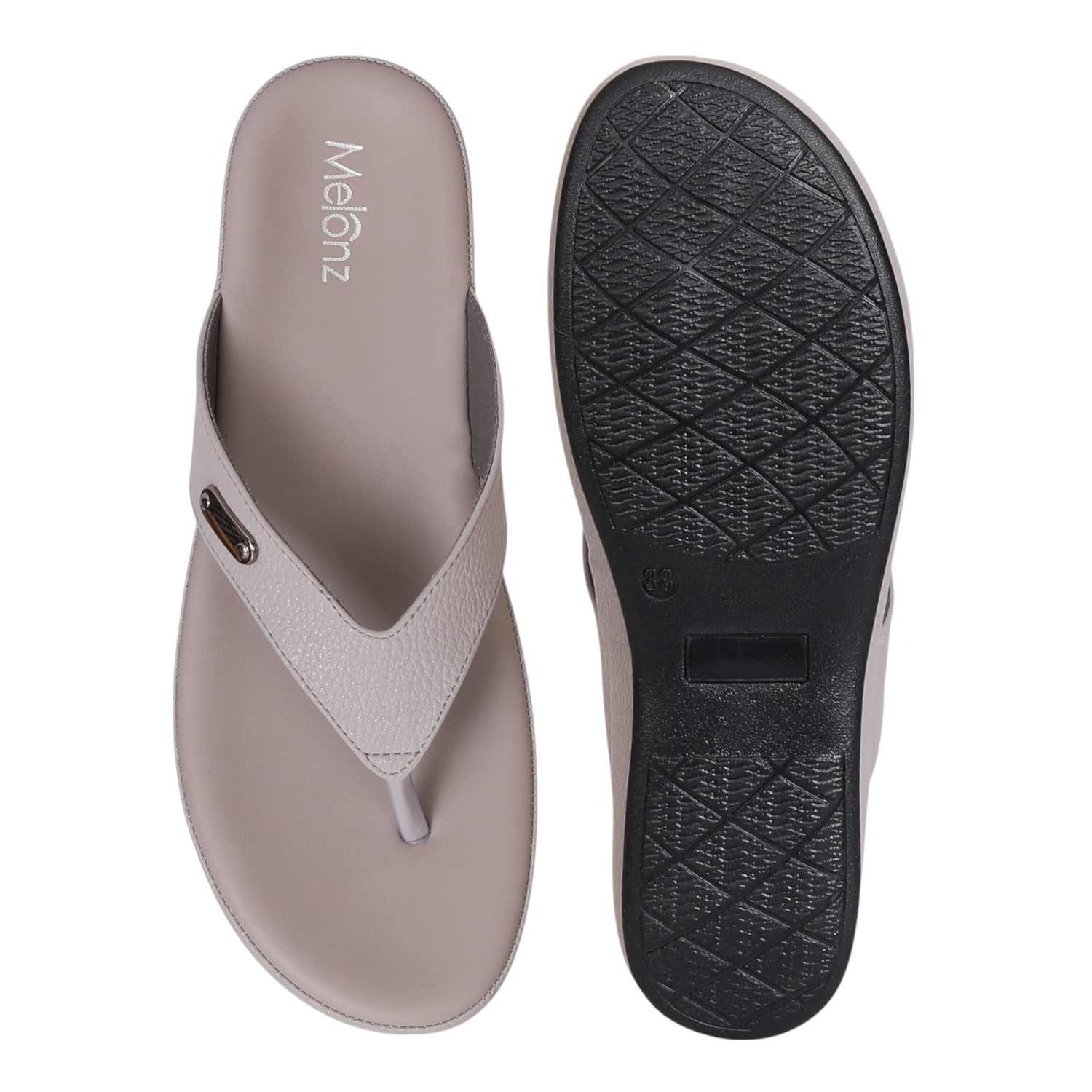 Women Gunmetal Thong Wedge Sandals