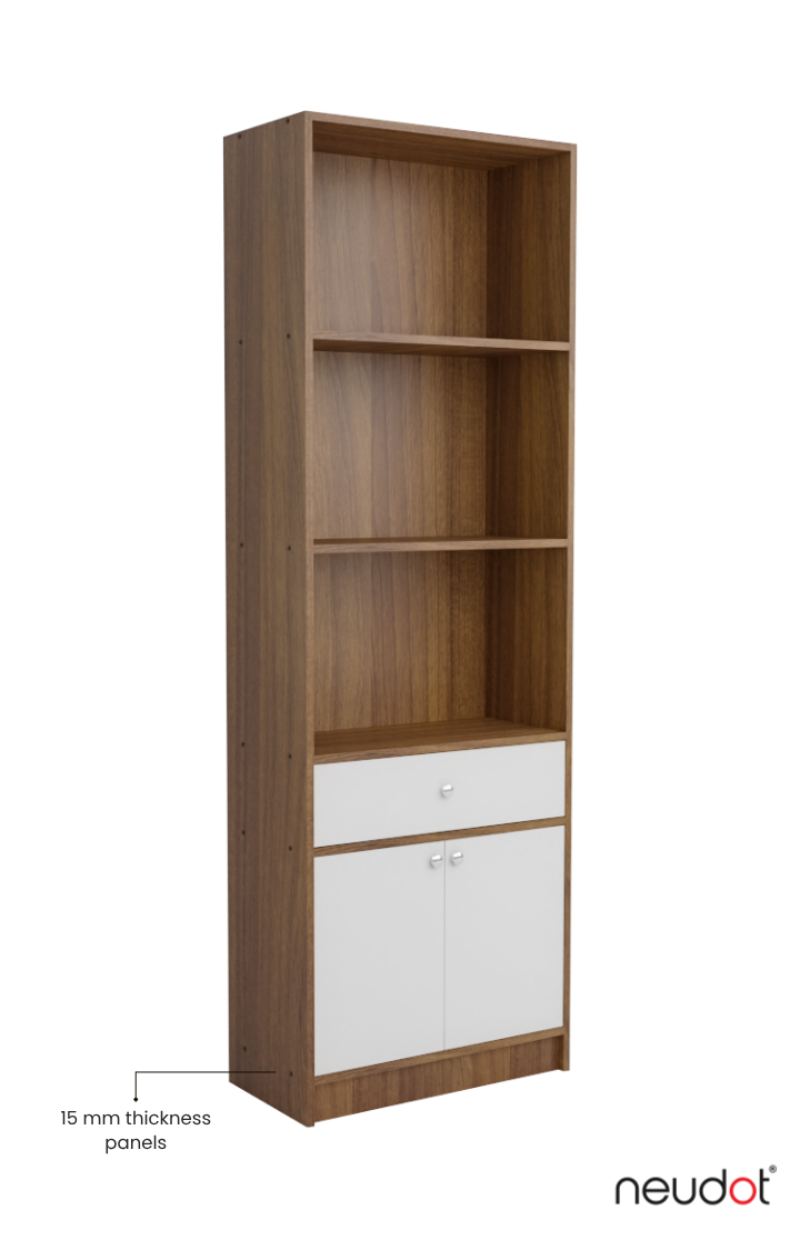 Hugo Bookshelf/Display Unit (With drawer) - Leon Teak & White