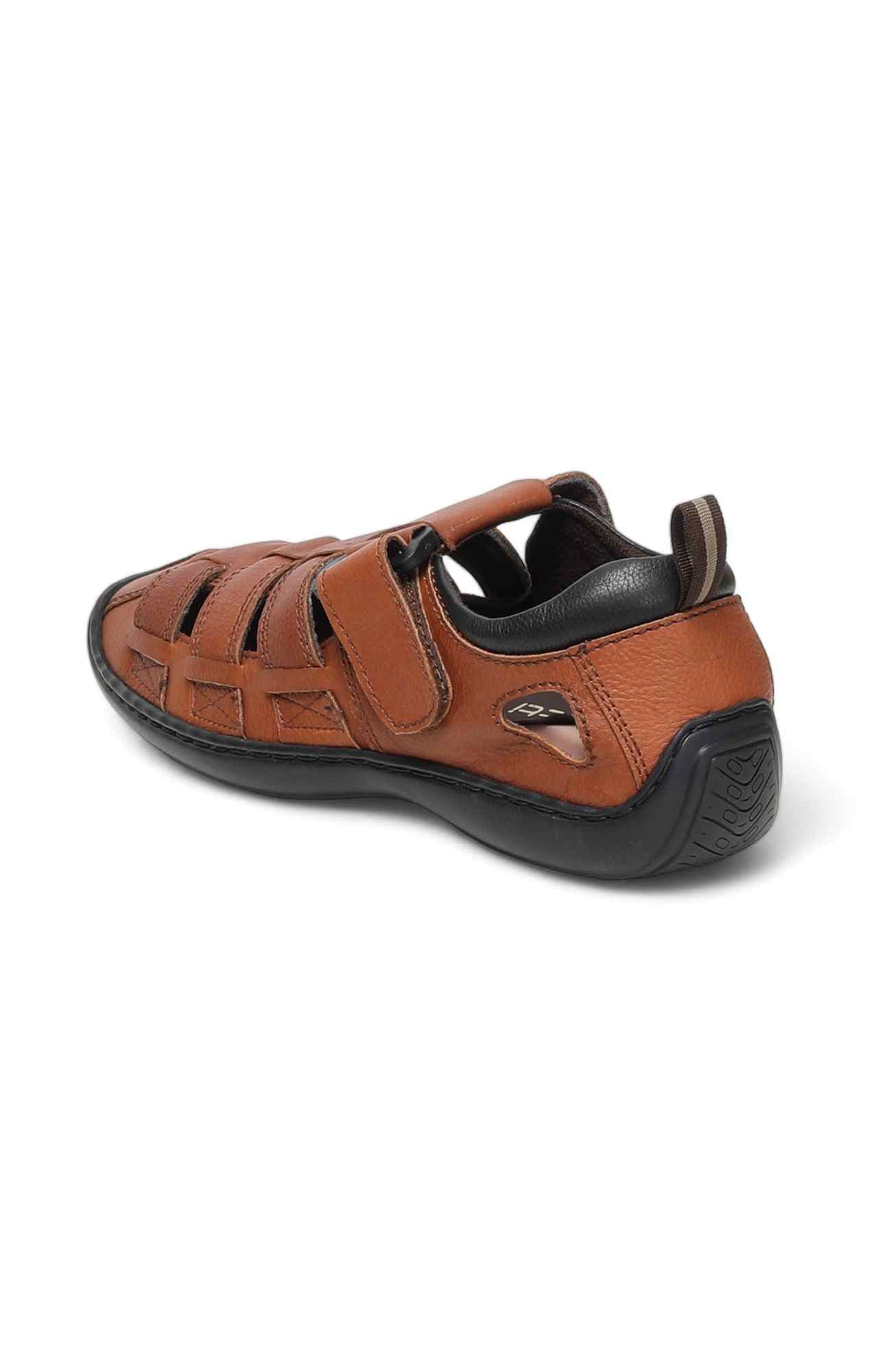 Men Tan Color Velcro Fastening Sandal