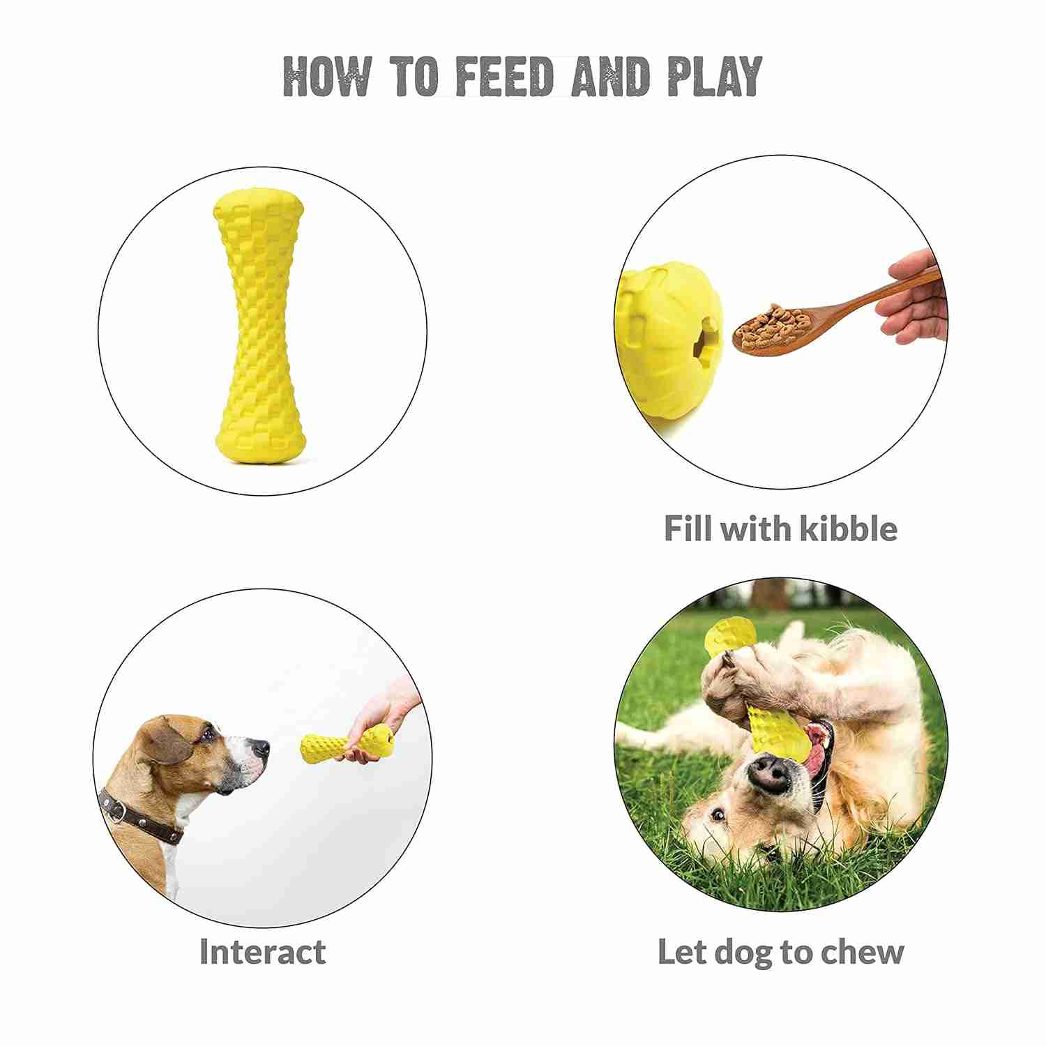 Goofy Tails Dumbbell Natural Rubber Treat Dispensing Interactive Dog Toy