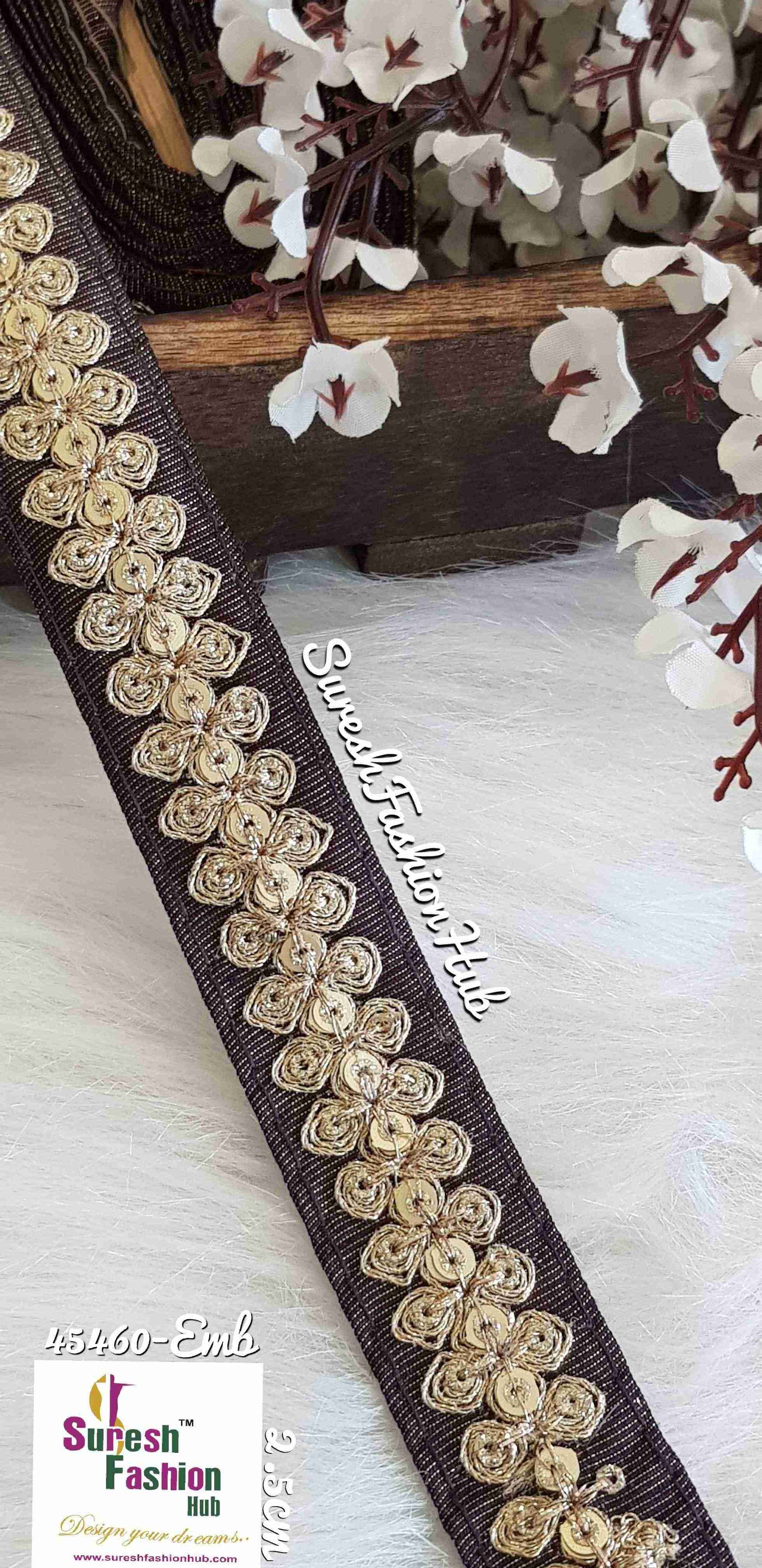 Carob Brown Embroidered Design Trim