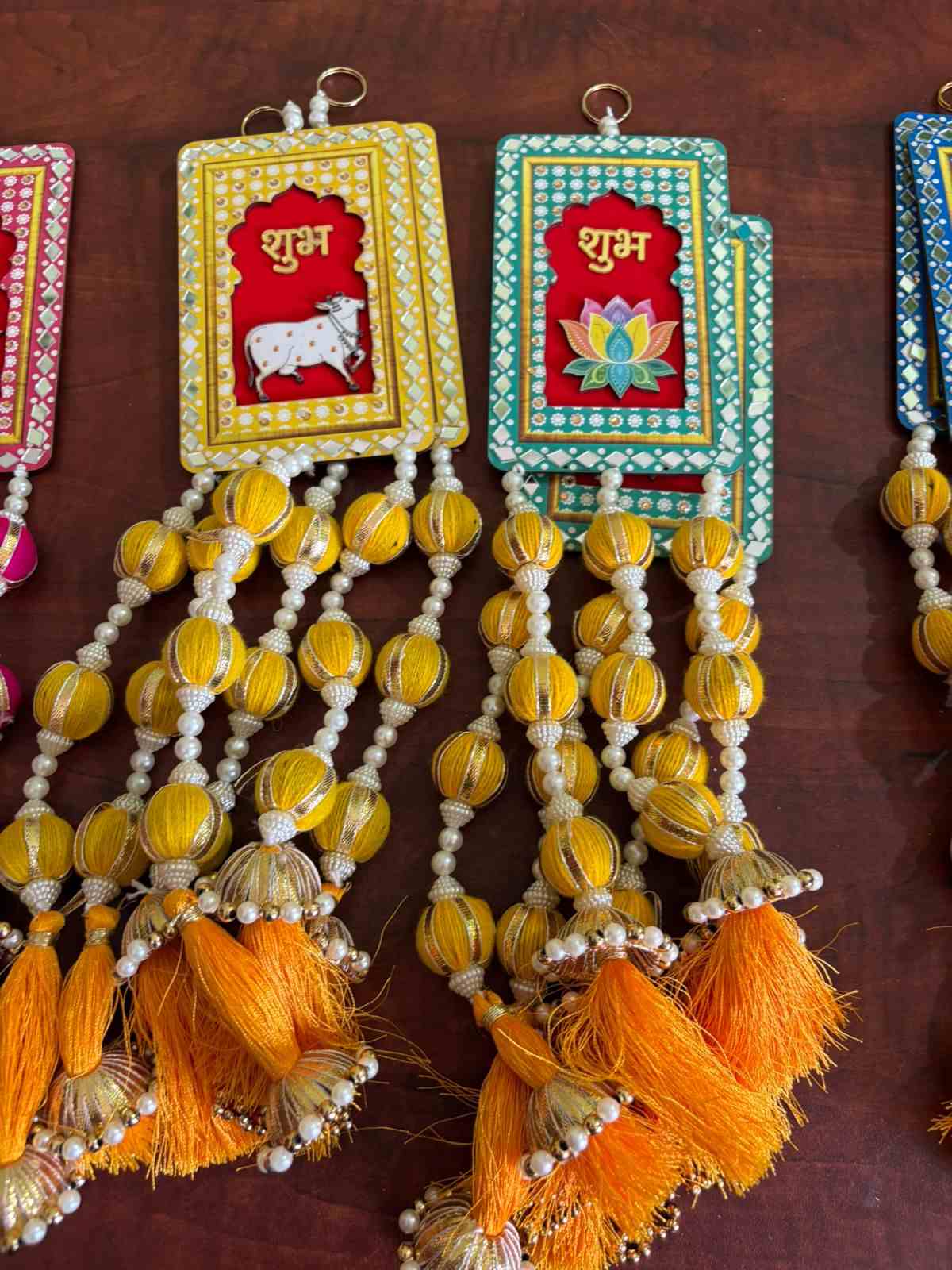 Beautiful Shubh Labh hangings With fabric flowers