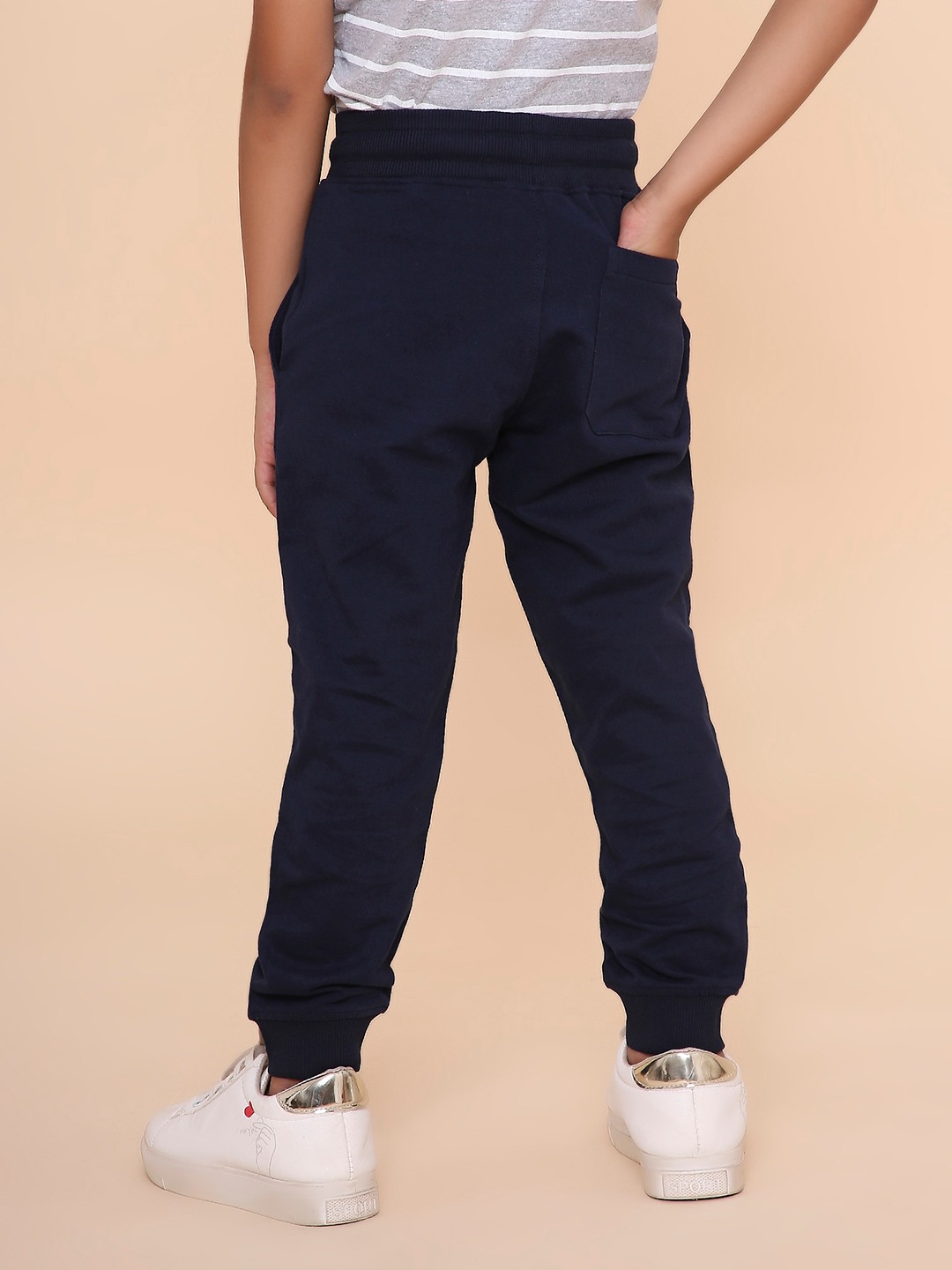 Boys Solid Sweatpant-Navy
