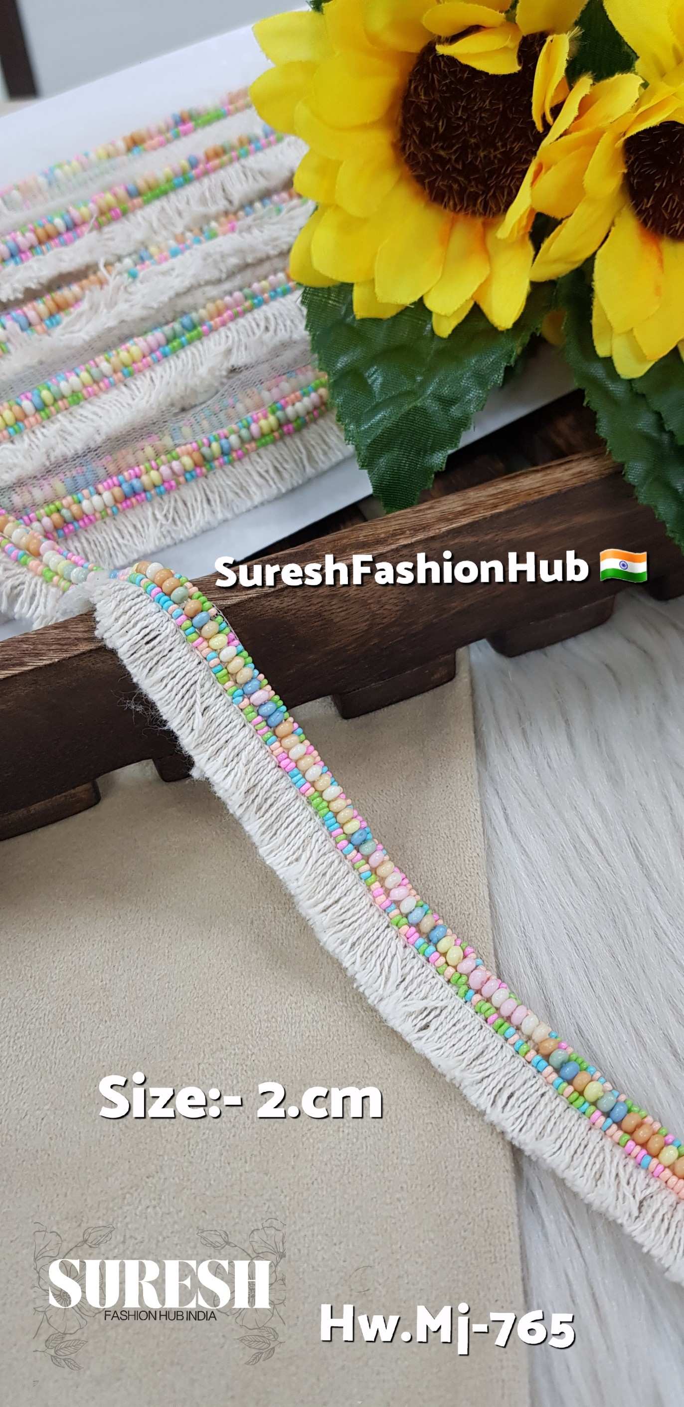Boho Beaded Fringe Net Lace – Offwhite Fusion
